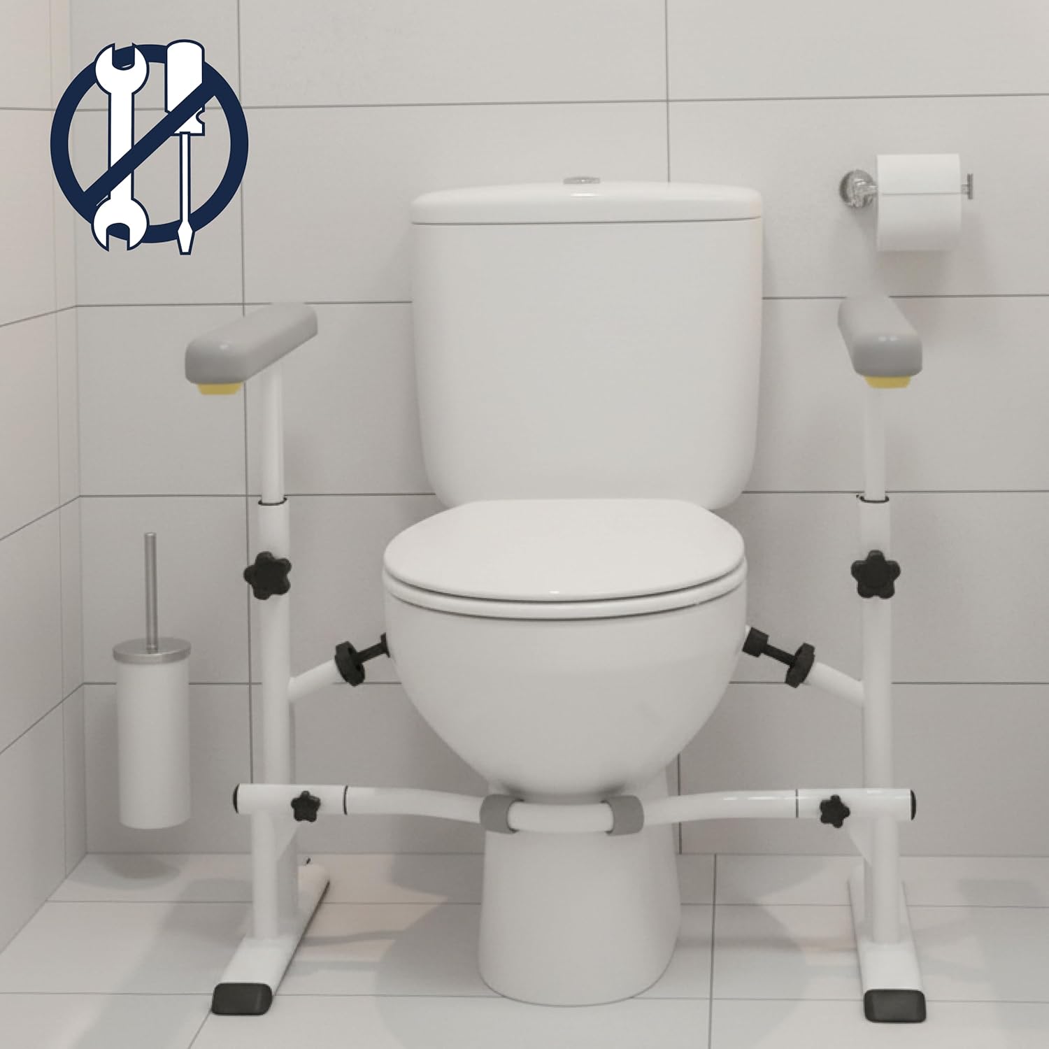 KMINA Toilet Safety Rails for Seniors, Heavy Duty Frame with Handles, Adjustable Height and Width, Handicap Grab Bars - Image 5