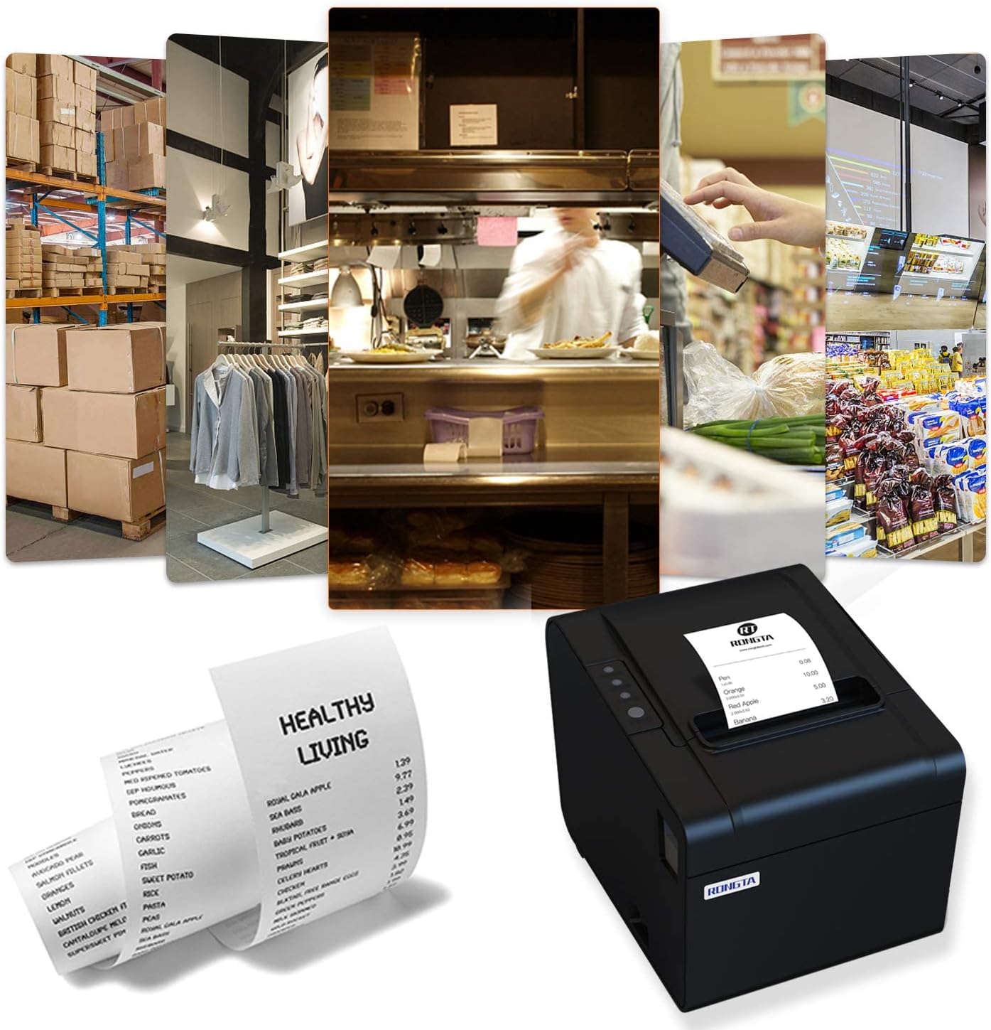 Rongta POS Printer, 80mm USB Thermal Receipt Printer, Restaurant Kitchen Printer with Auto Cutter Support Cash Drawer,USB Serial Ethernet Interface for Windows/Mac/Linux,Do Not Square (RP326) - Image 8