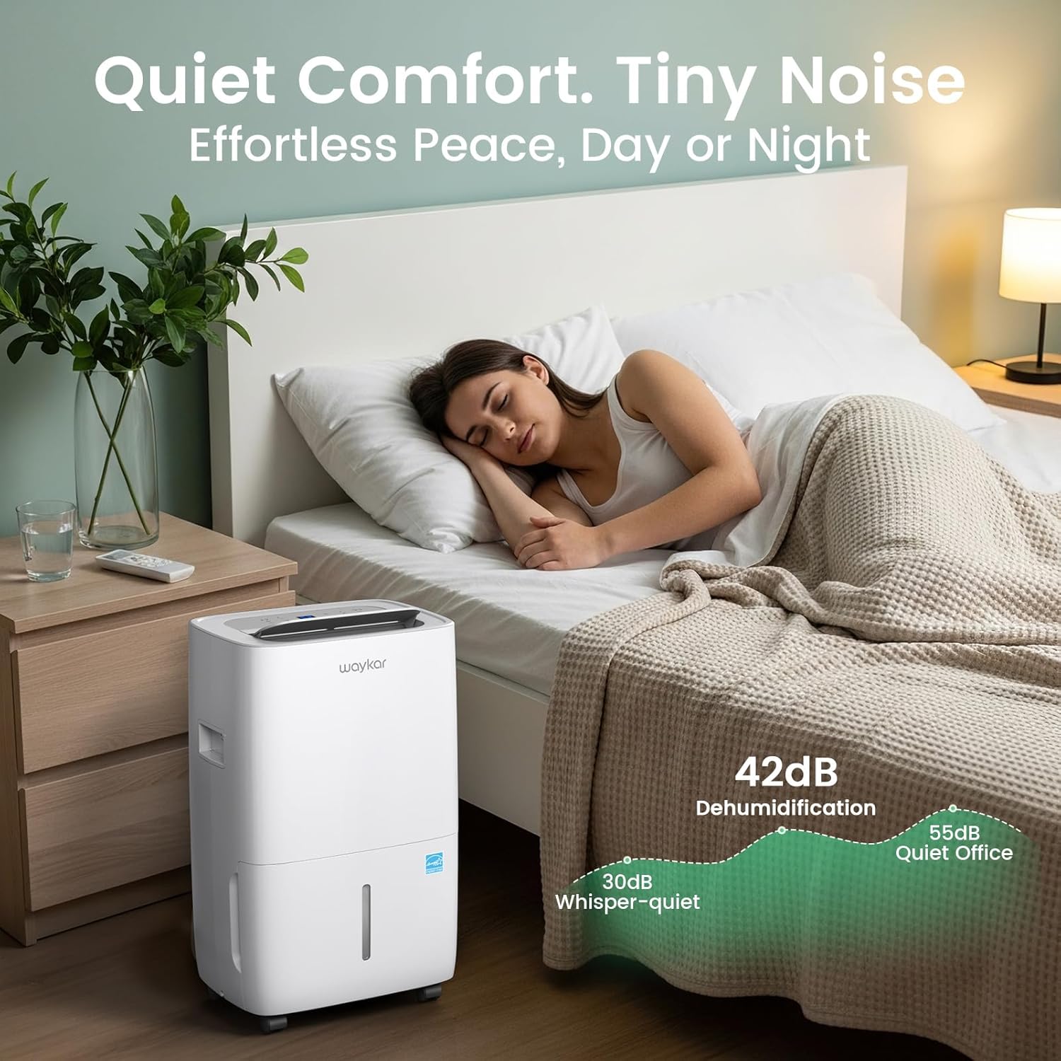 Waykar 120 Pints Energy Star Dehumidifier for Spaces up to 6,000 Sq. Ft at Home, in Basements and Large Rooms with Drain Hose and 1.14 Gallons Water Tank - Image 9