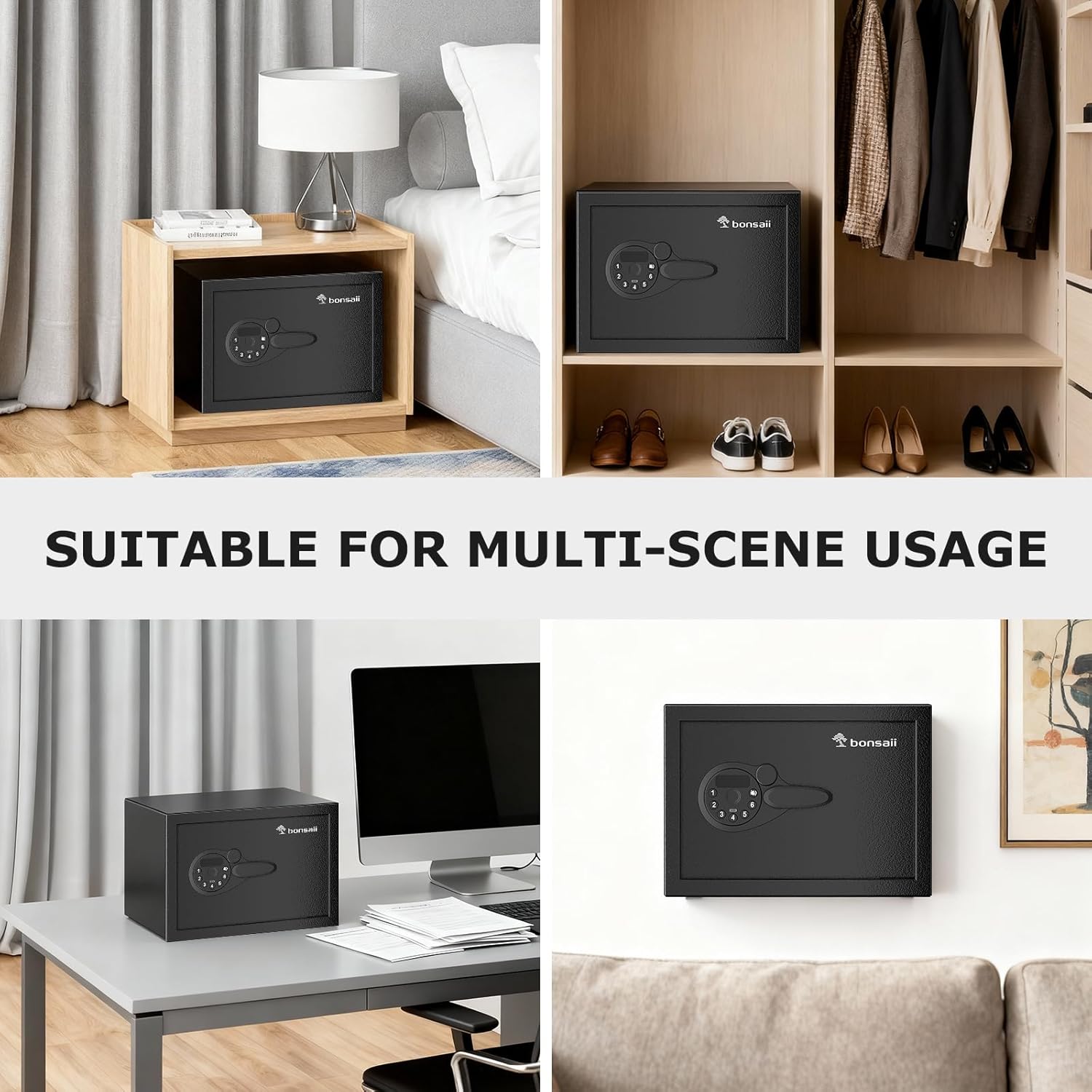 Bonsaii Safe, 0.6 Cubic Safe Box with Electronic Keypad, Removable Shelf, for Valuables Jewelry and Documents in Home, Hotel, or Business, 9.84" x 13.78" x 9.84" Inches, SF002 - Image 8