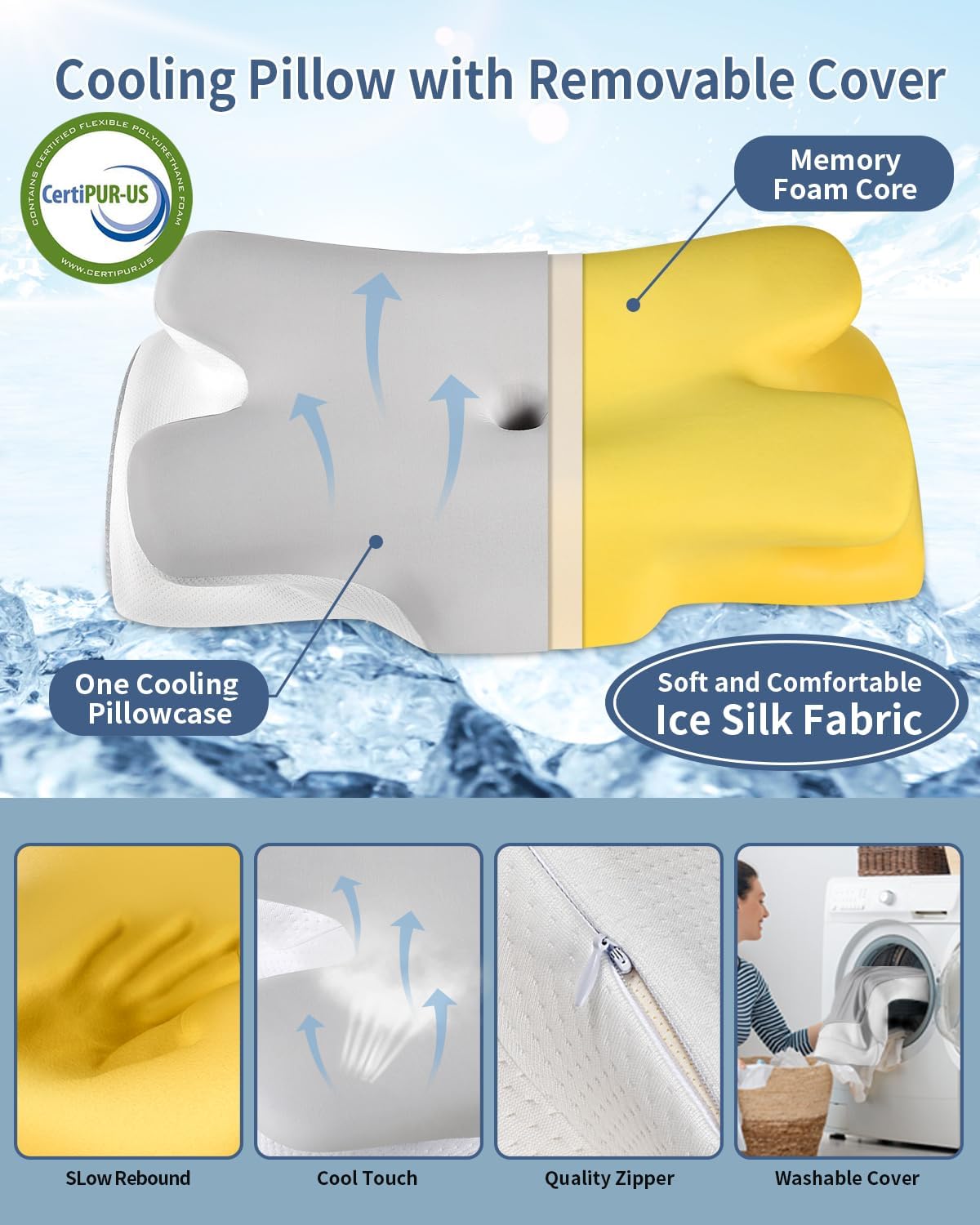 Cervical Neck Pillow for Pain Relief -Ergonomic Side Sleeper Pillow for Sleeping, Contour Memory Foam Pillows for Neck Support, Cooling Orthopedic Bed Rest Pillow for Back and Stomach Sleepers - Image 4
