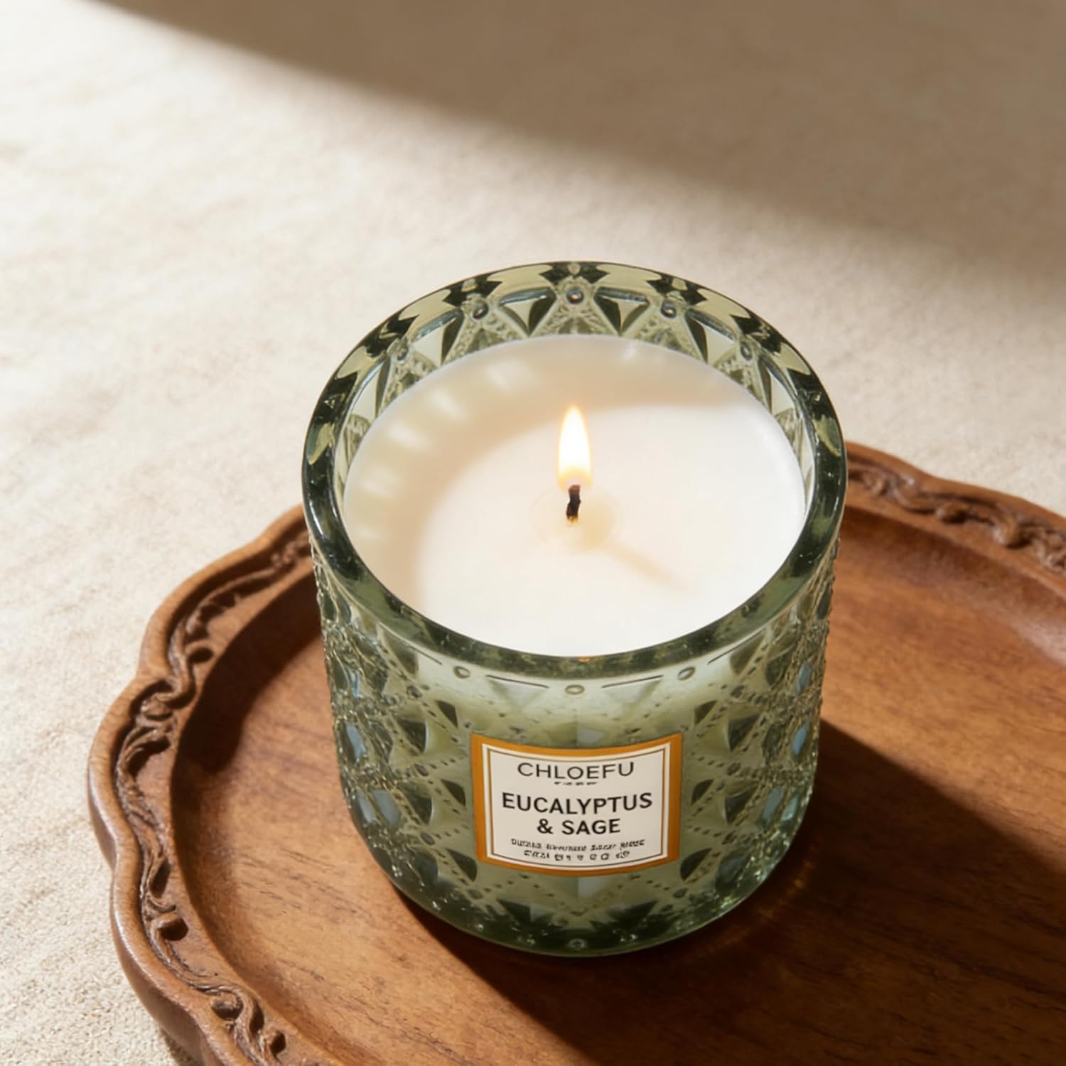 Chloefu LAN Eucalyptus & Sage Scented Candles Luxury Candle with up to 55 Hour Long Lasting, Highly Scented, 100% Soy Wax, 8.1oz, Beautiful Candles, Ideal for Home Decor and Gifts - Image 5
