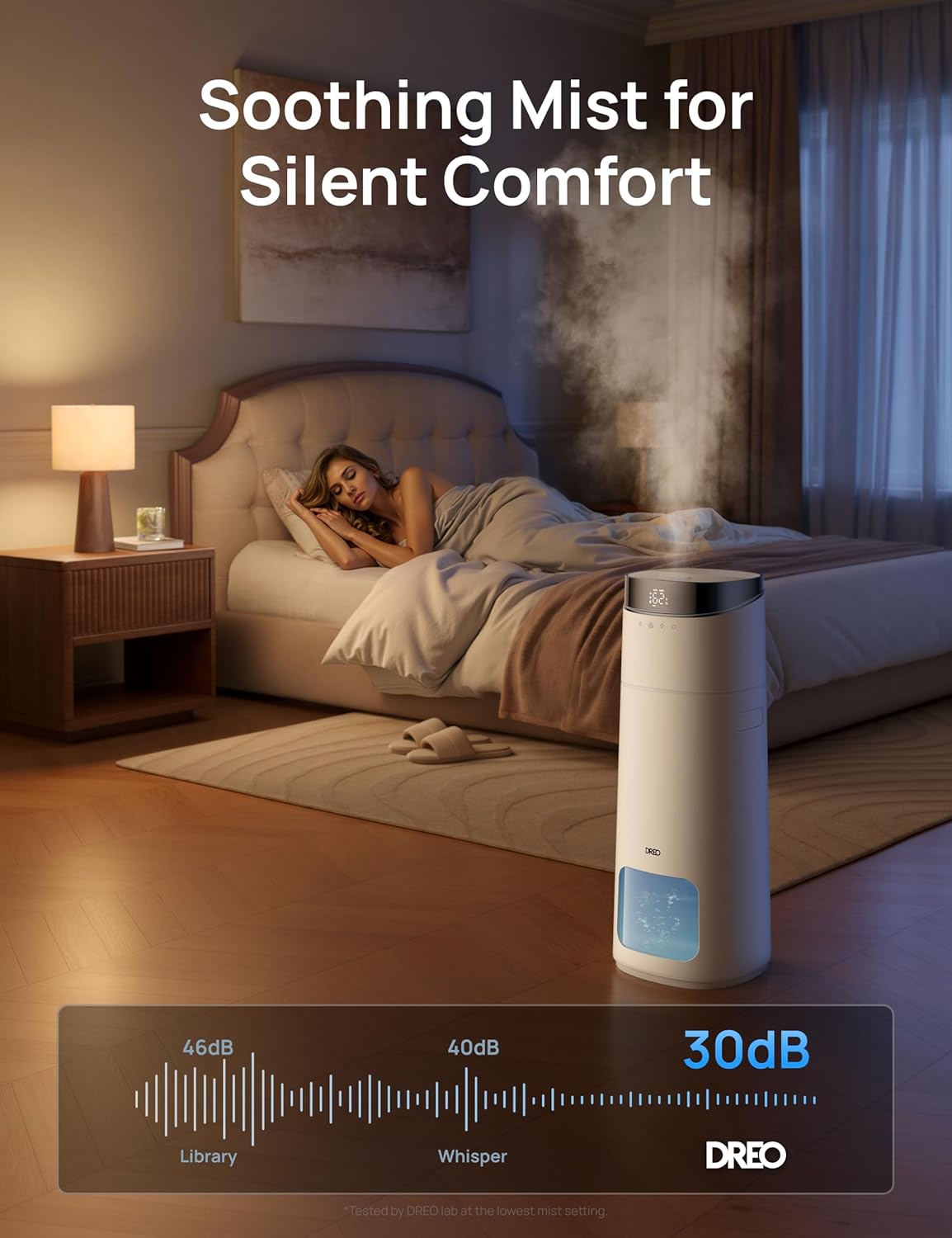 DREO 16L Smart Humidifier Large Room 1000 ft², 130H Cool Mist Air Humidifiers for Bedroom Plants Baby, Top Fill, Remote/Touch/Voice & APP Control, Clean Tank Technology, 30dB, RGB Light, HM755S White - Image 6