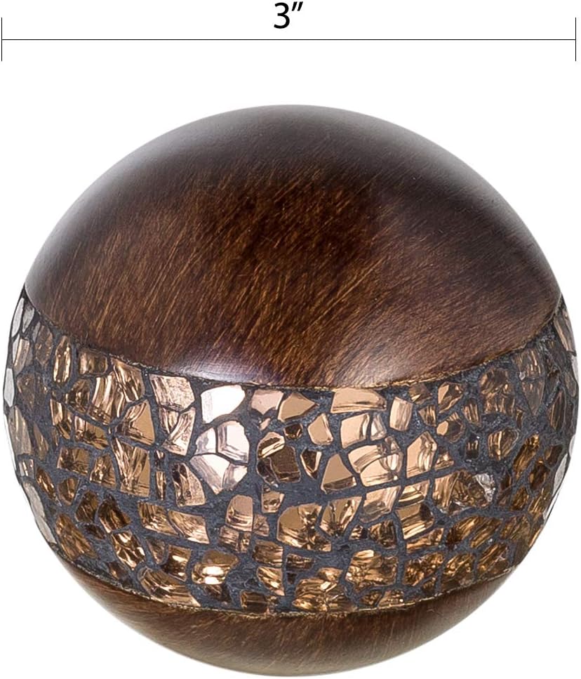 Creative Scents Schonwerk Brown Walnut Decorative Orbs for Bowls and Vase Fillers (Set of 3) Resin Sphere Balls for Living, Dining Room, Coffee Table Centerpiece Home Decor - Great Gift Idea - Image 2