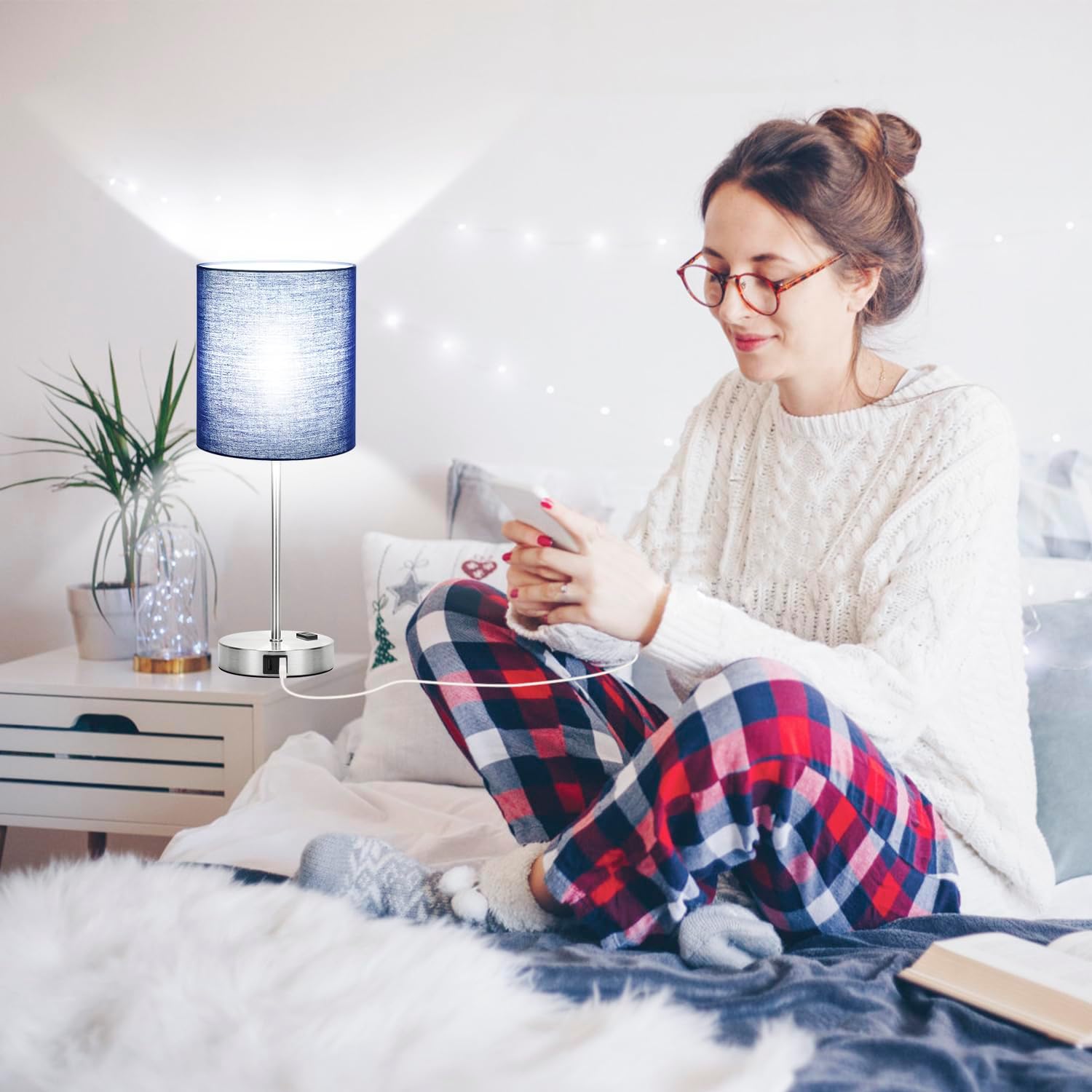 Set of 2 Touch Control Table Lamps with 2 USB & AC Outlet, 3-Way Dimmable Bedside Nightstand Lamps for Bedroom Living Room Nursery, 800 Lumens 5000K Daylight Bulbs Included - Image 5