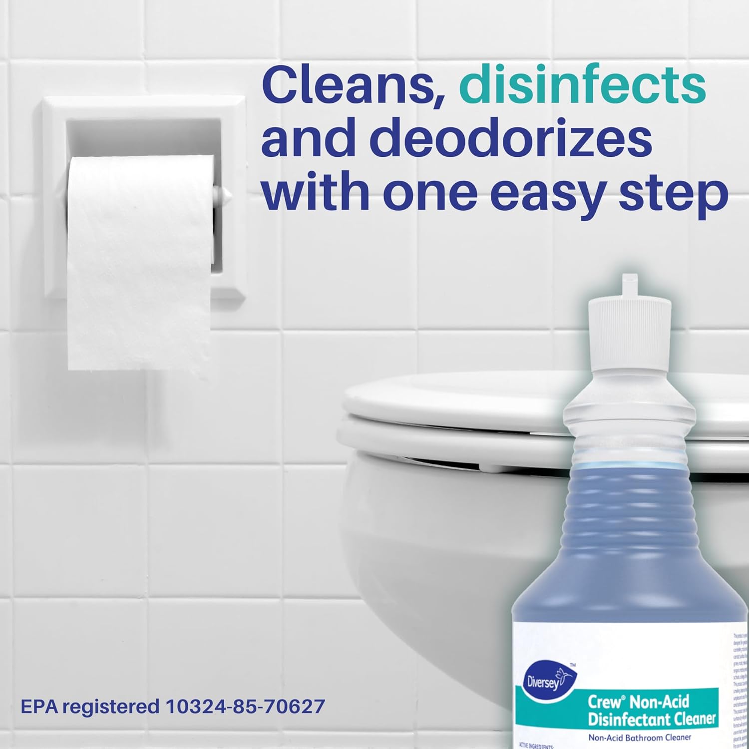 CREW Diversey 100925283 Neutral Non-Acid Bowl & Bathroom Disinfectant, 32 oz Squeeze Bottle, 12/CT - Image 8