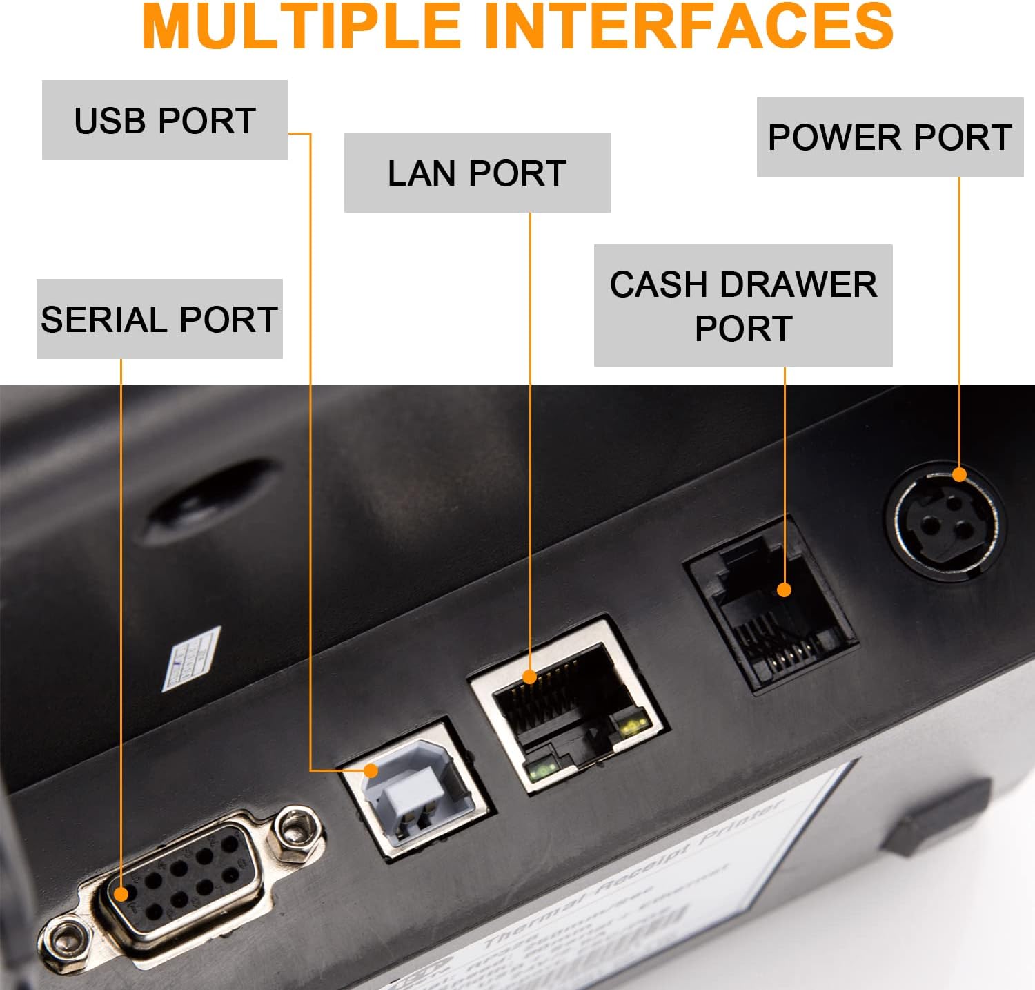 Rongta POS Printer, 80mm Thermal Receipt Printer, Restaurant Kitchen Printer with Auto Cutter, USB Serial Ethernet Interface, ESC/POS Command, Support Cash Drawer for Windows/Mac/Linux(RP850) - Image 2