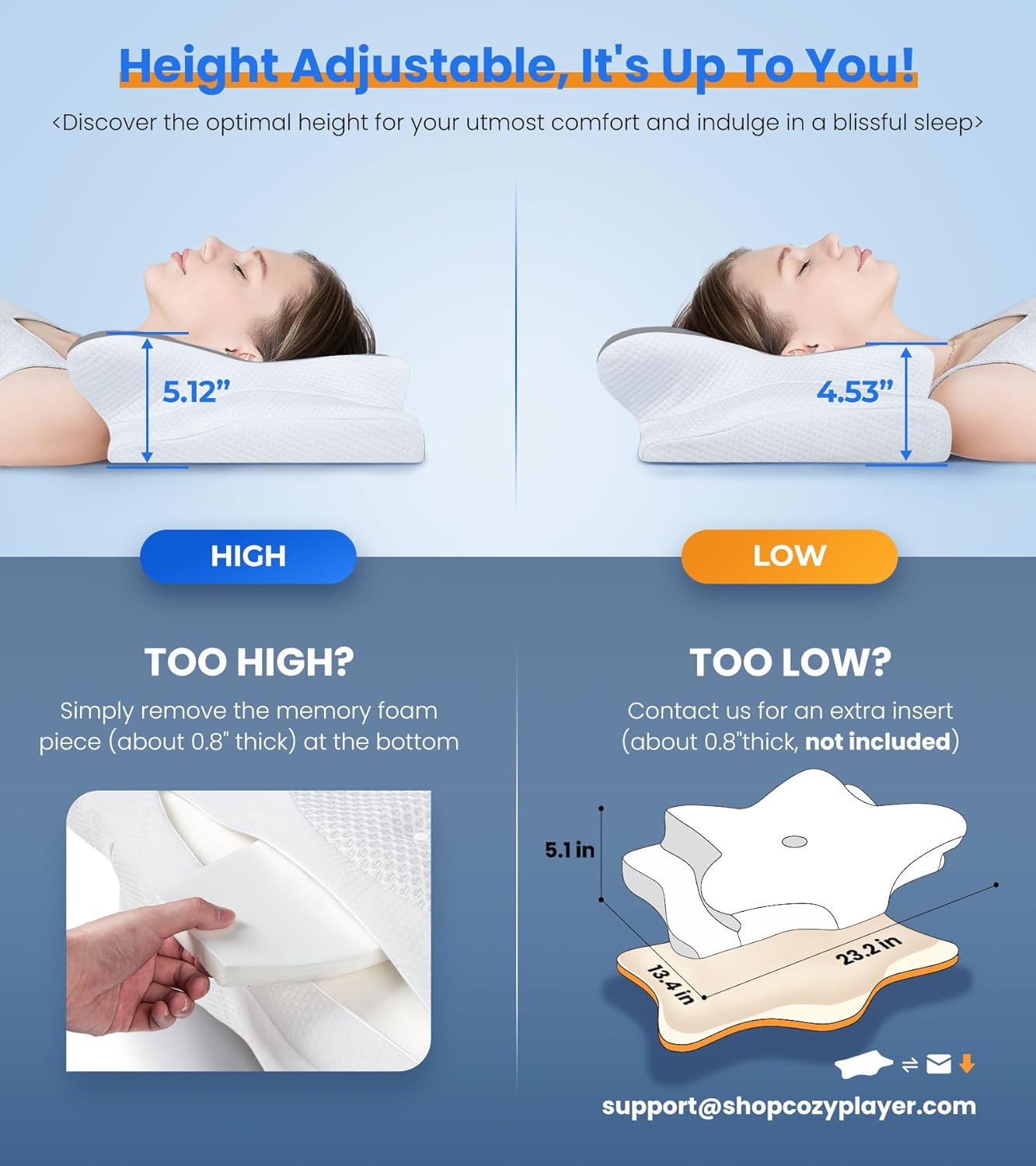 Ultra Pain Relief Cooling Pillow for Neck Support, Adjustable Cervical Pillow Cozy Sleeping, Odorless Ergonomic Contour Memory Foam Pillows, Orthopedic Bed Pillow for Side Back Stomach Sleeper - Image 4