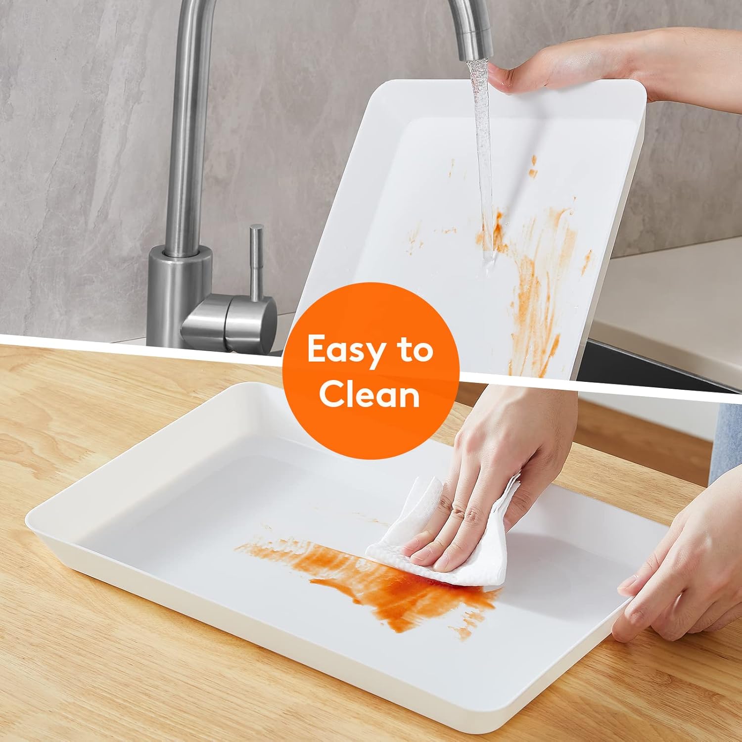 Lifewit Reusable Plastic Serving Tray, 15" x 10" White Platters for Party, Large Tray Dishes for Serving Food, Buffet, Snacks, Fruit, Rectangle, Thanksgiving Christmas Essentials, 3 Sets, BPA Free - Image 5