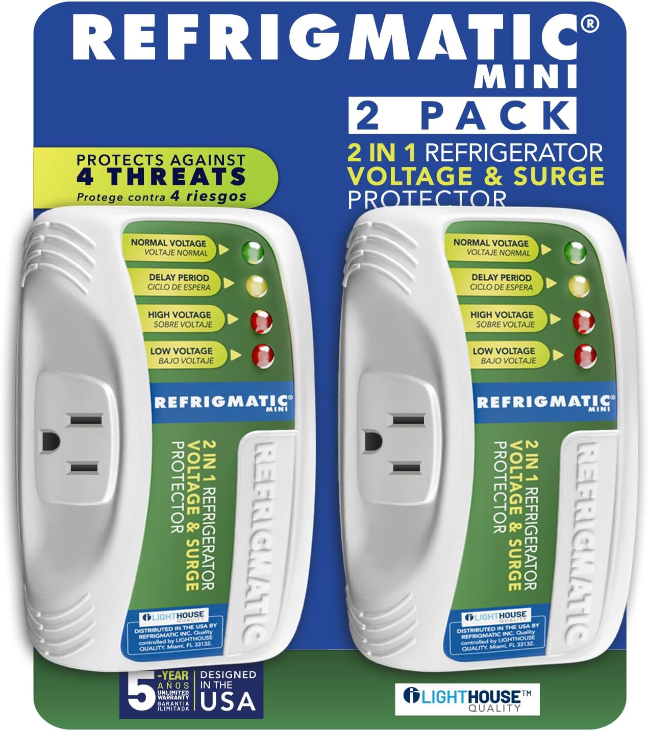 WS-36300 Electronic Voltage & Surge Protector for Refrigerators Up to 27 cu. ft. Protect Your Refrigerator Against High and Low Voltage, Brownouts and Spikes, (2 Pack)