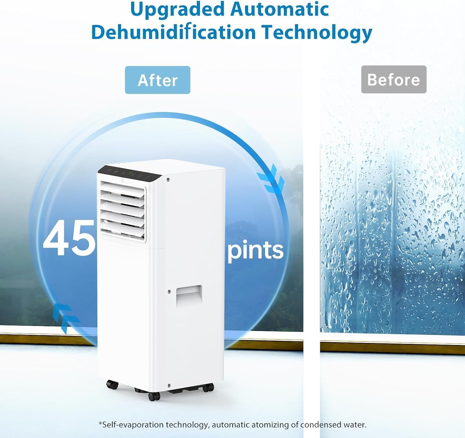 8,000 BTU Portable Air Conditioner, AC Unit with Built-in Cool, Dehumidifier & Fan Modes for Room up to 350 sq.ft, Conditioner Remote Control, 24 Hour Timer, Installation Kit - Image 5