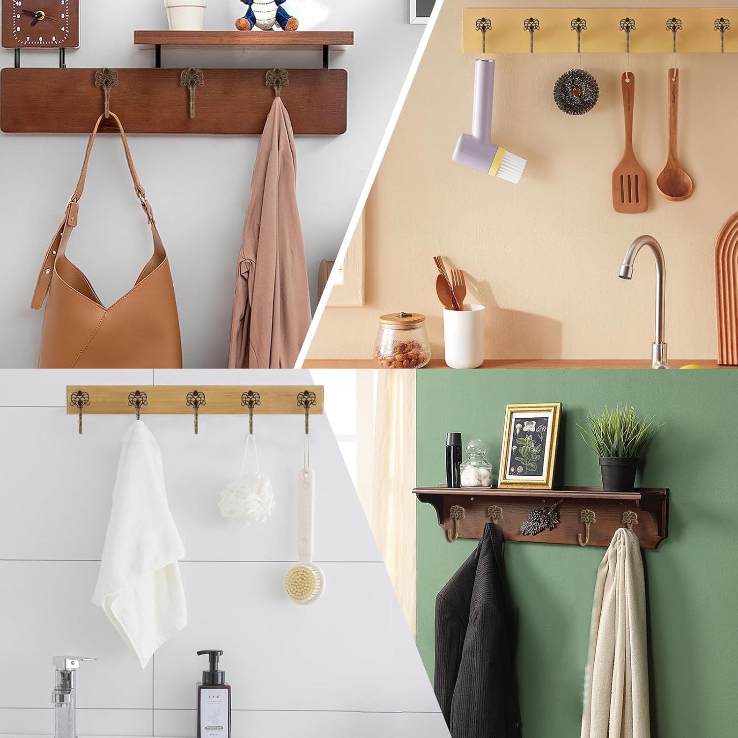 10 PCS Vintage Metal Wall Hooks, Bohemian Decorative Hook with Screws, Wall Hooks for Hanging Towel/Coat (Bronze) - Image 7