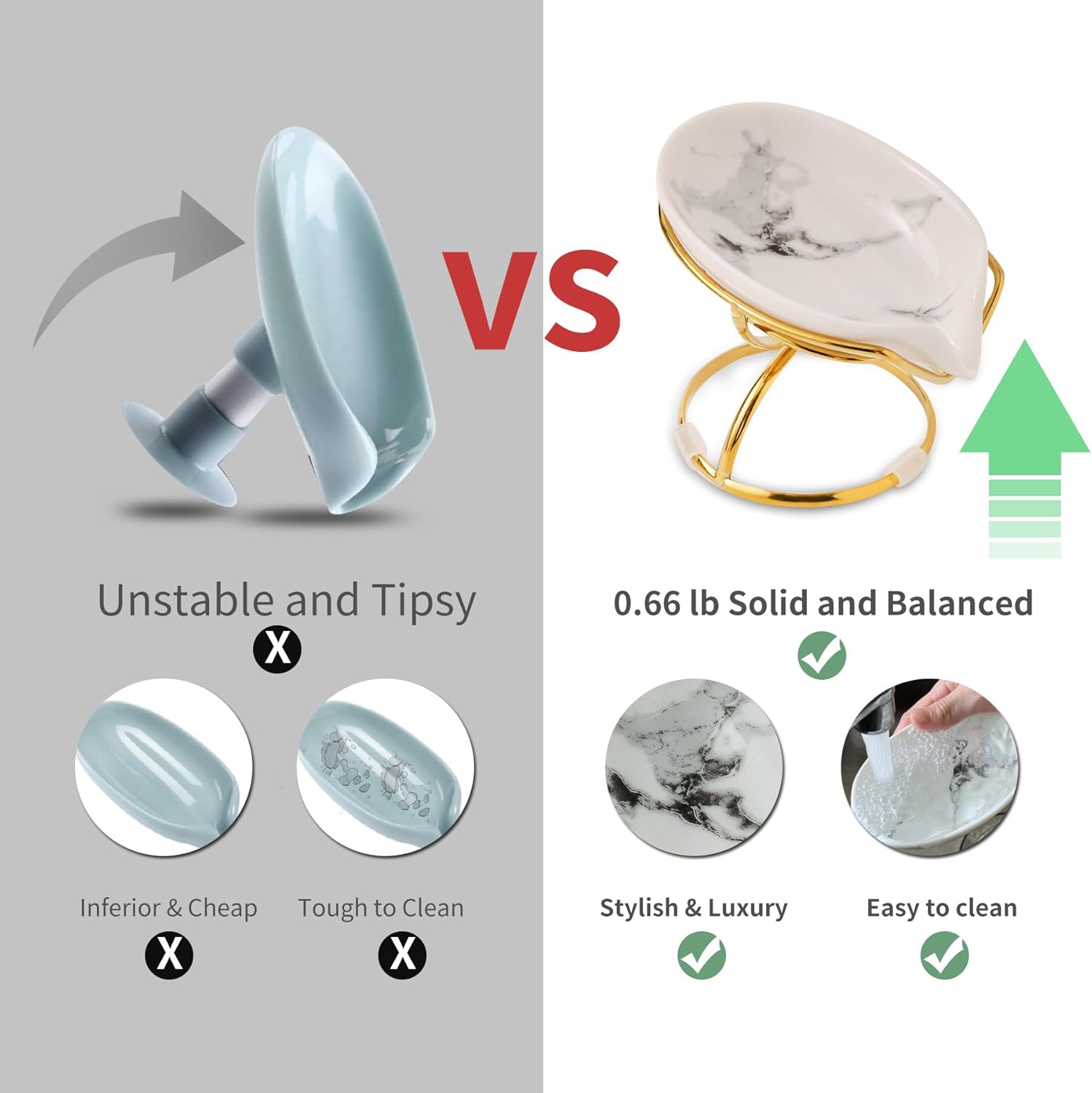 Leaf-Shaped Ceramic Soap Dish with Drain, Holder, Saver, Tray, Bar Soap Holder, Easy Cleaning, for Shower Bathroom Kitchen Sink Bathtub, Pro-Environment White - Image 2