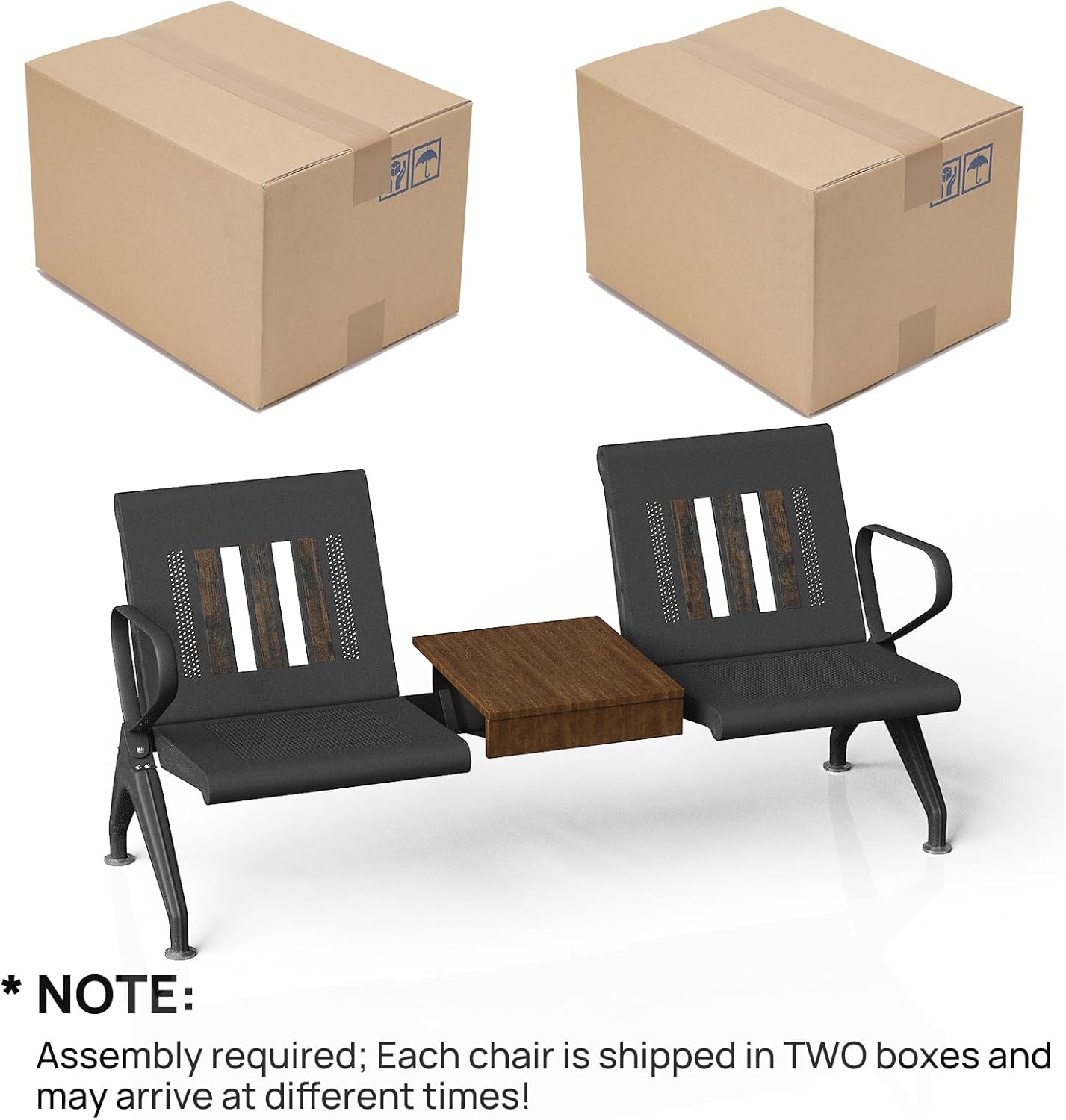wonline Waiting Room Chairs 2 Seat w/Table, Waiting Room Chairs with Arm, Office Furniture Lobby Conference Reception Bench Office Guest Seating for Clinic Airport Hospital Barber Salon Bank - Image 8