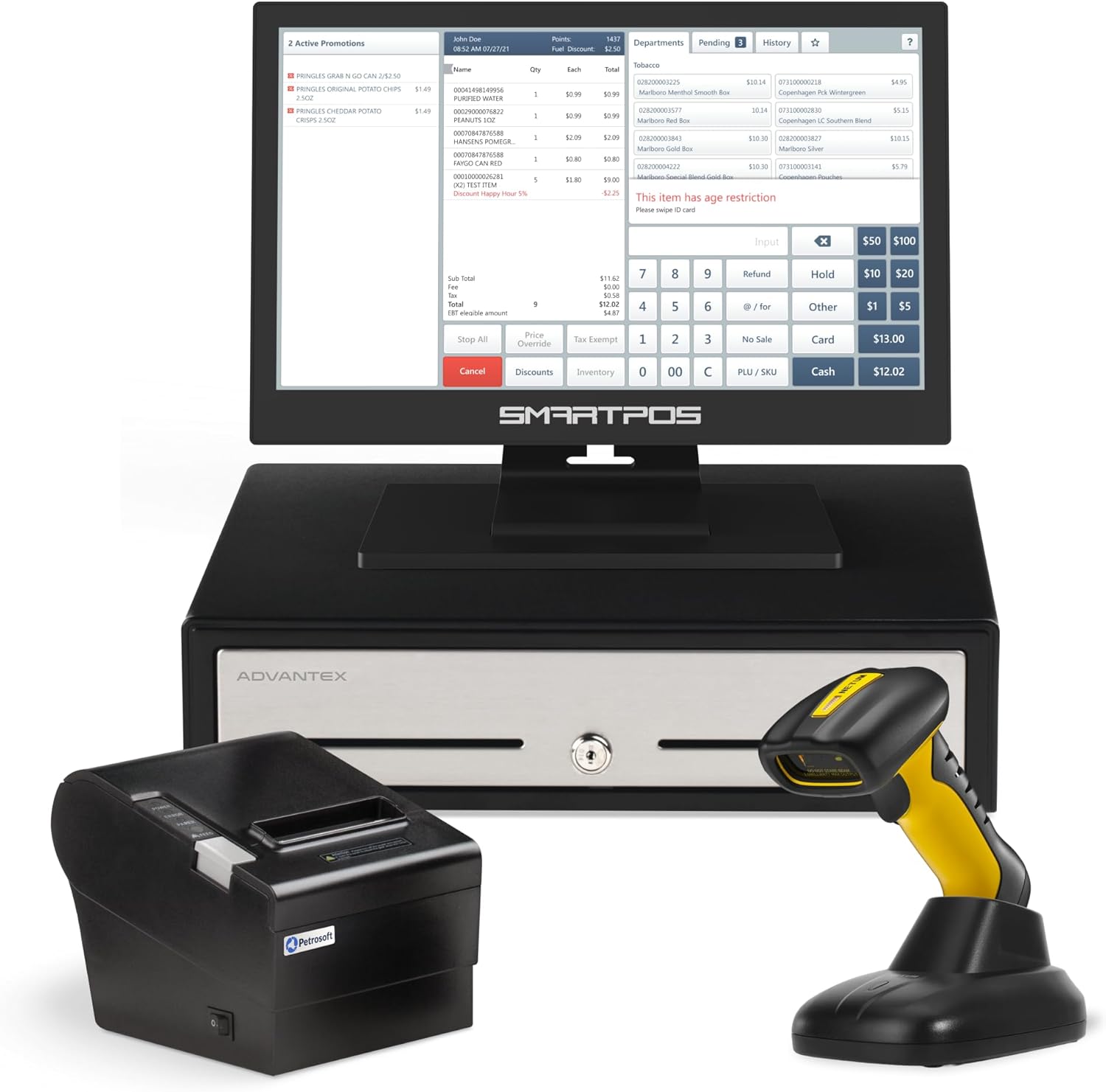All-in-One SmartPOS NX Professional Cash Register for Small Business – WiFi POS System with Touch Screen, Customer-Facing VFD Display, Cash Drawer, Wireless Barcode Scanner, Thermal Receipt Printer - Image 2