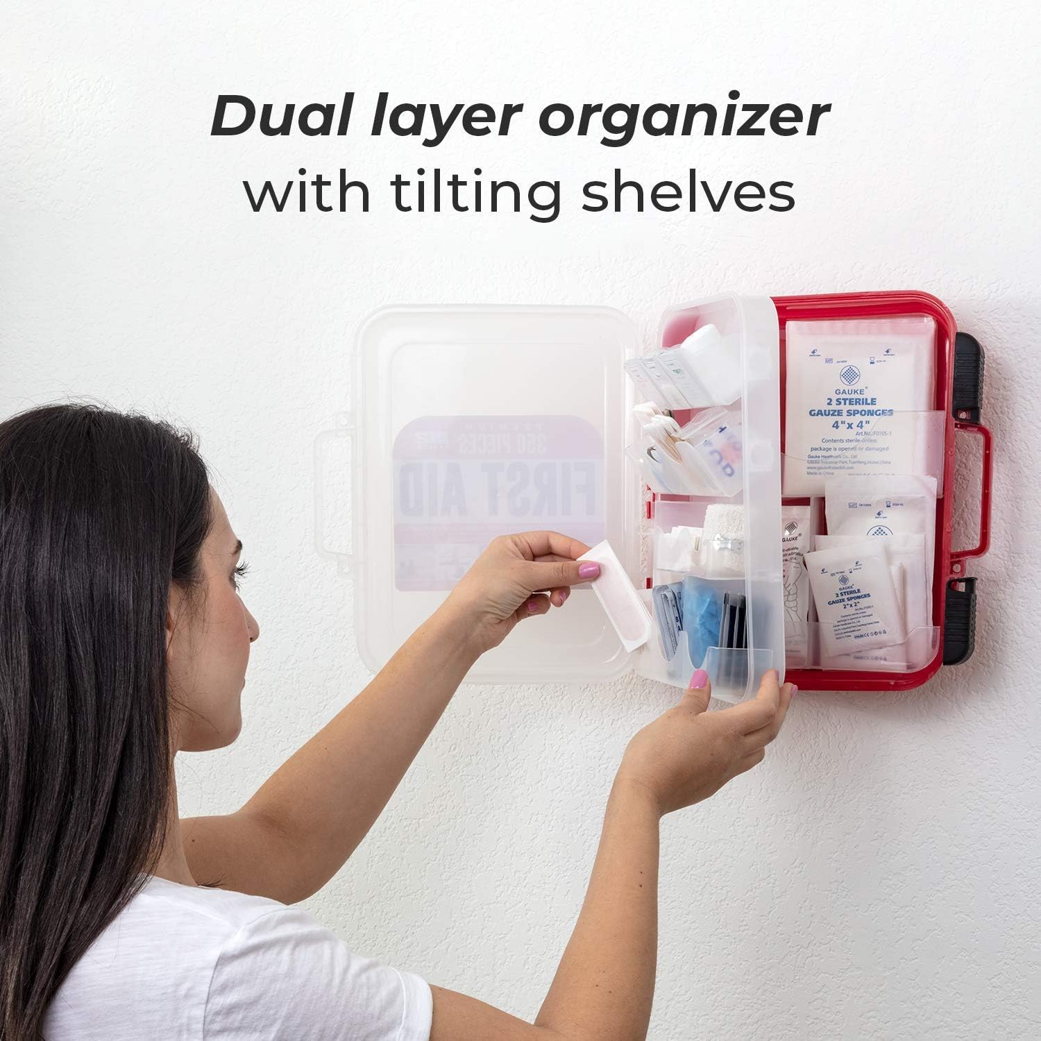 M2 BASICS Professional First Aid Kit, 350 Pieces, Wall Mountable with Dual Layer Organization for Home, Business, Car, Vehicle & Office - Image 8