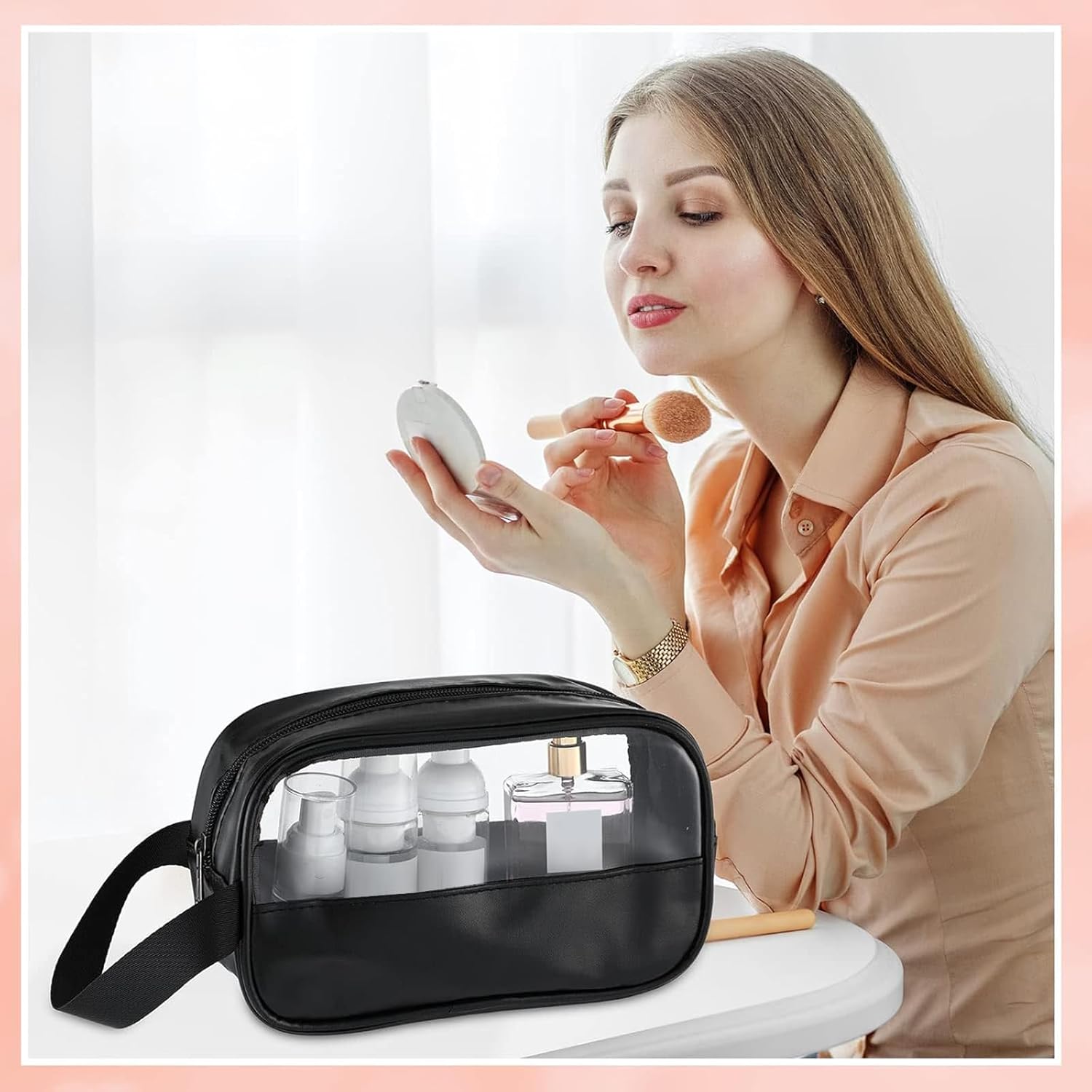 Buryeah 12 Pieces Toiletry Bags Bulk for Women Men Translucent Small Travel Makeup Pouch Portable Waterproof Organizer Set for Accessories Toiletries Gifts for Wedding(Black) - Image 6
