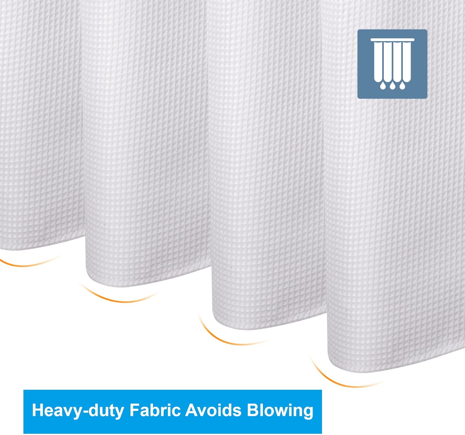 AmazerBath White Shower Curtain Fabric, Waffle Shower Curtains for Bathroom, Cloth Shower Curtain Heavy Duty, Thick Bathroom Shower Curtains Hotel Quality, Premium Polyester, 72x72 Inches - Image 6