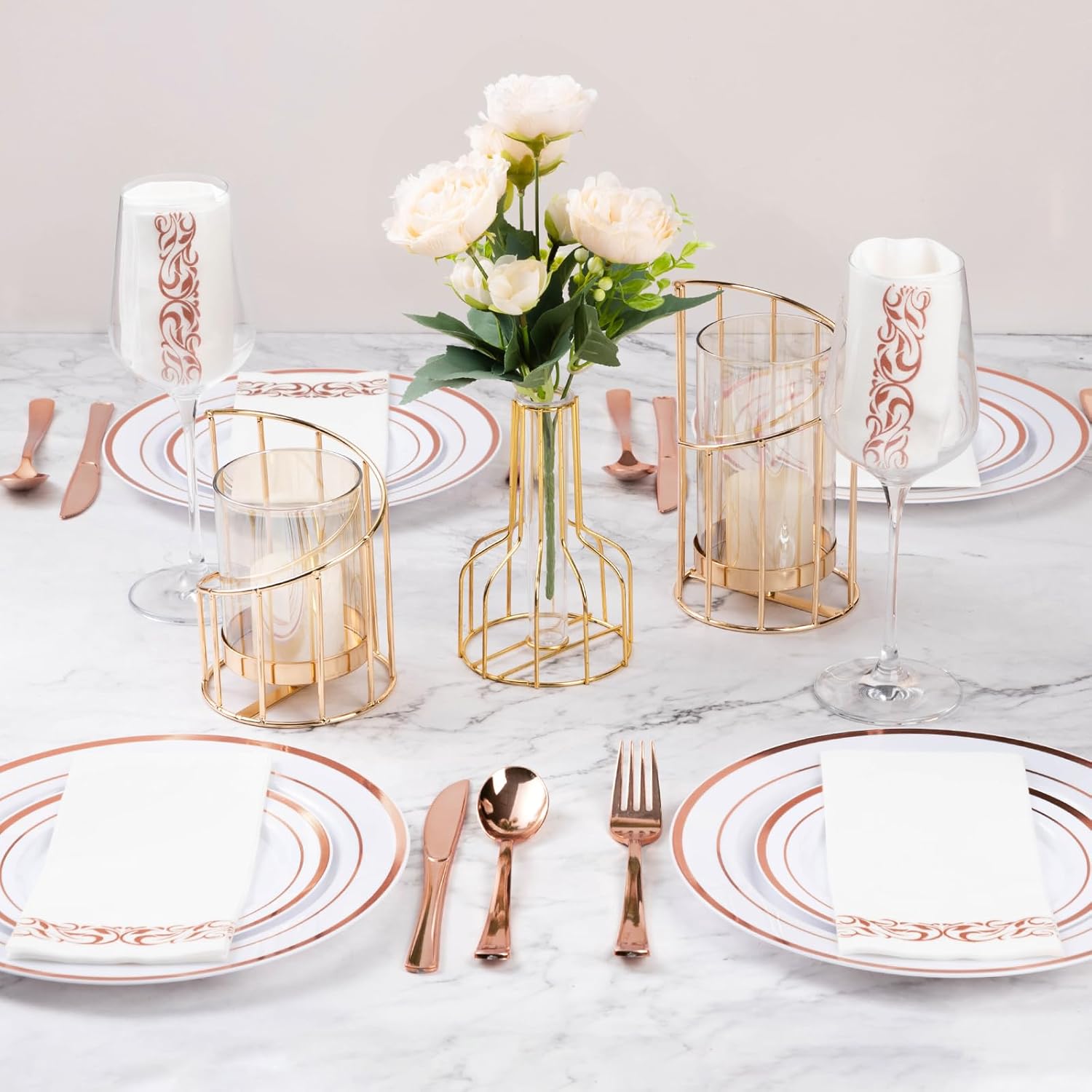 Goodluck 200-Pack Linen-Feel Disposable Guest Towels – Soft and Absorbent Paper Hand Towels for Bathroom or Kitchen – Elegant White Napkins with Rose Gold Design for Parties, Weddings, Dinners Events - Image 5