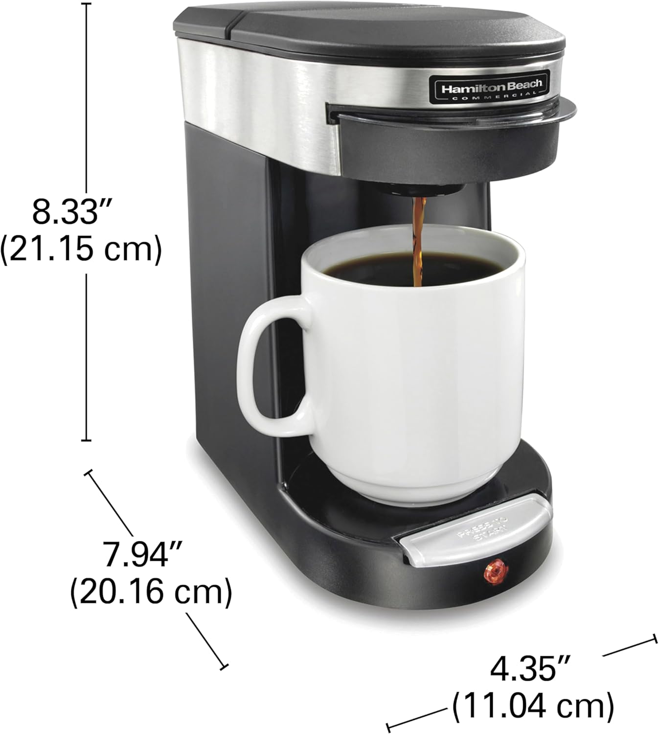 Hamilton Beach Commercial Deluxe 1-Cup Coffee Maker, Black/Stainless-Steel, 3-Minute Brew Time, Auto Shutoff, Coffee Pod Brewer, cUL Certified, HDC200S-CA - Image 3