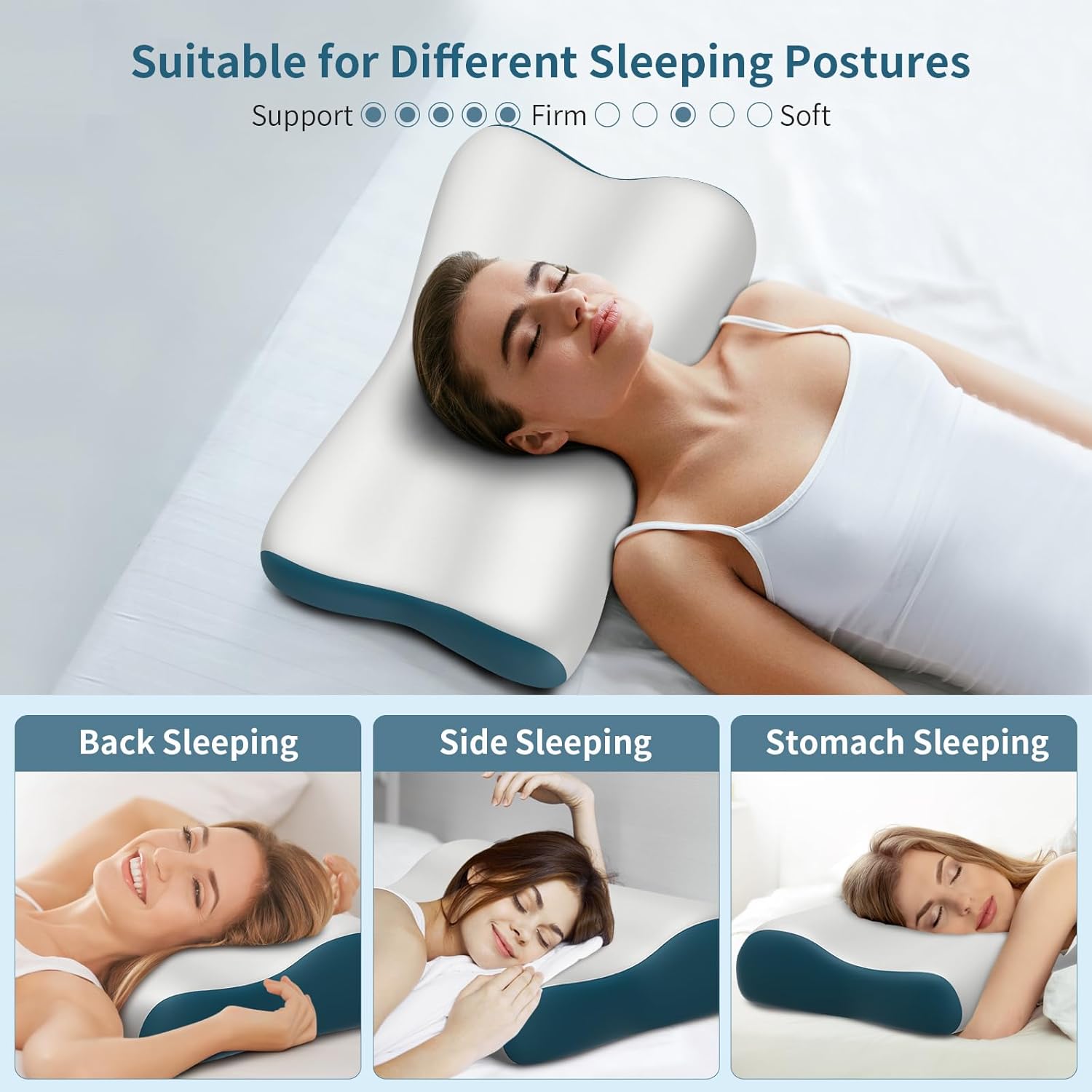 Cervical Neck Pillow for Pain Relief, Contour Memory Foam Pillows Ergonomic Pillow Orthopedic Cooling Pillow Bed Pillow Neck Support for Side Back Stomach Sleepers - Image 5