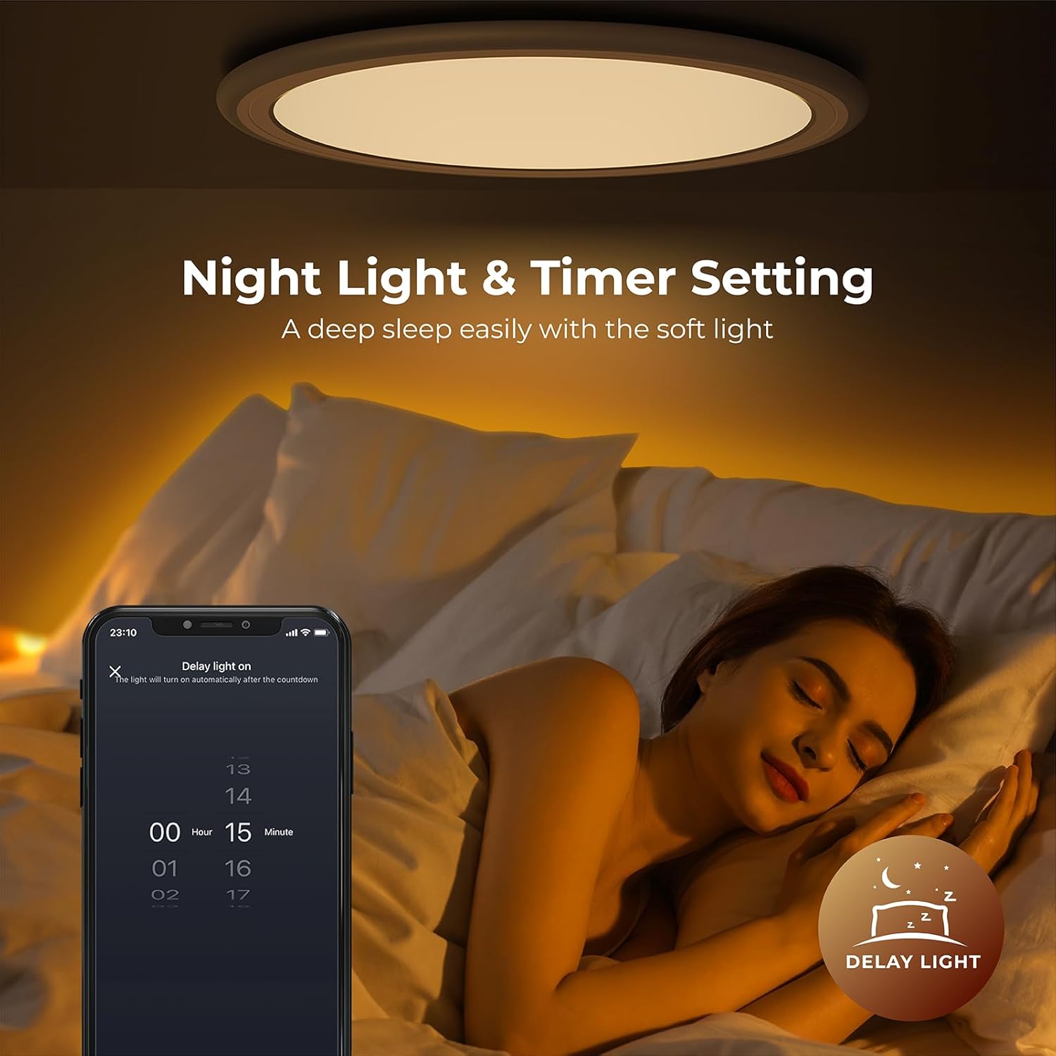 BLNAN Smart RGB LED Flush Mount Ceiling Light with Remote, 13 Inch 24W Dimmable Color Changing Low Profile Wired White Fixture, Works with Alexa Google Home App for Bedroom Living Kids Room Party - Image 5