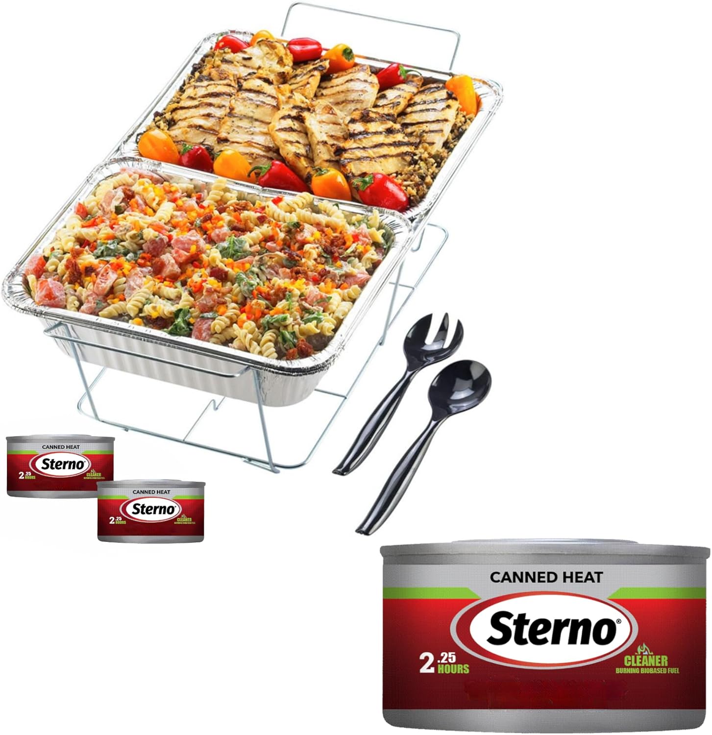 Sterno Buffet Kit Disposable Chafing Dish Buffet Set - Chafing Dishes for Buffet & Catering Food Warmers - Catering Supplies & Food Warming Trays for Buffet Party - 8-Piece Chafing Dish Set