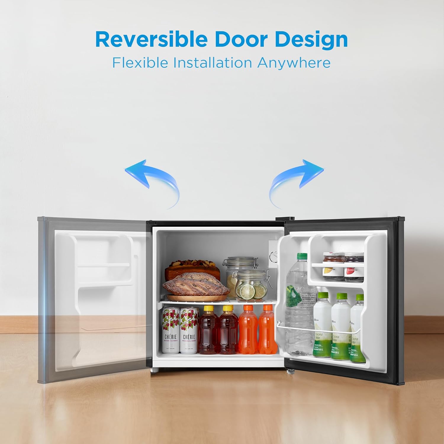 Midea MERM17B0ABB 1.7 Cu Ft Mini Fridge, Compact Refrigerator with Adjustable Thermostat, Reversible Door, Low Noise, Energy Efficient, Ideal for Dorm, Office, Bedroom, Black - Image 5