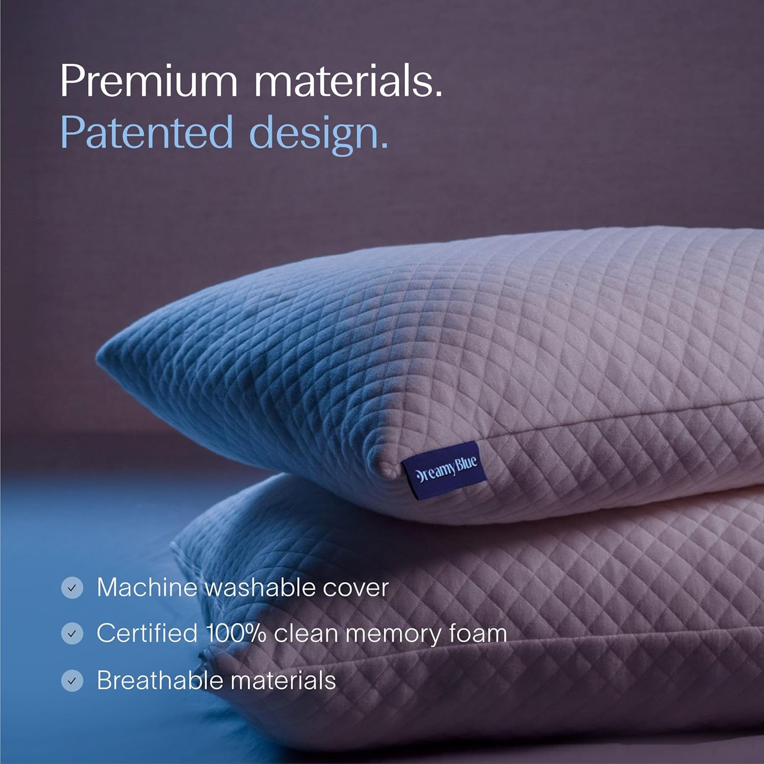 DreamyBlue Signature Pillow w/Adjustable Loft • Shredded Memory Foam Fill • Neutral Alignment for Side, Back, and Stomach Sleepers • Washable Bamboo Rayon Cover • CertiPUR-US Certified Foam (Queen) - Image 5