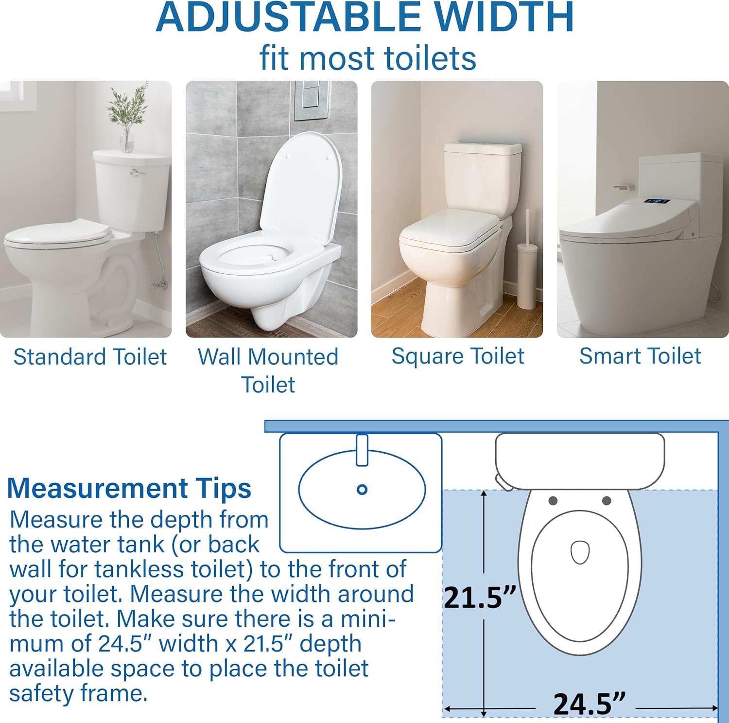Vaunn Medical Deluxe Adjustable and Foldable Toilet Safety Frame, Bathroom Handrail Assist Grab Bar Handle (Gray, Adjustable Width and Height) - Image 3