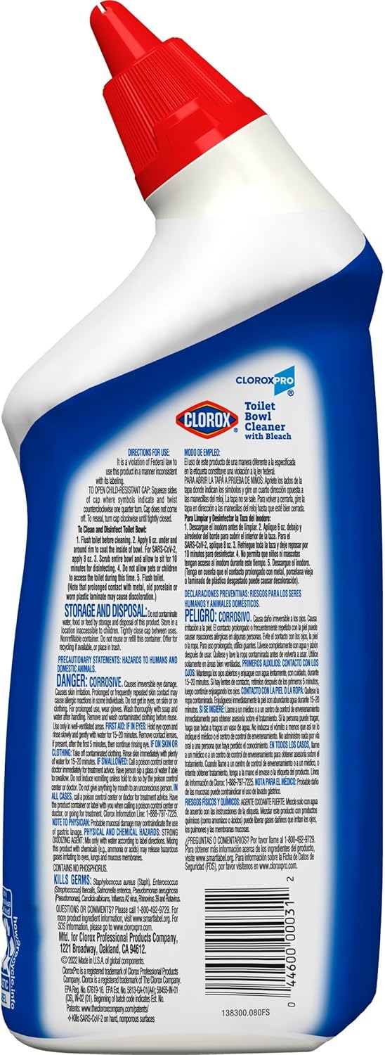CloroxPro Commercial Solutions, Clorox Manual Toilet Bowl Cleaner with Bleach, Automatic Toilet Cleaner, Fresh Scent, 24 Ounces (Pack of 12) - 00031 - Image 5