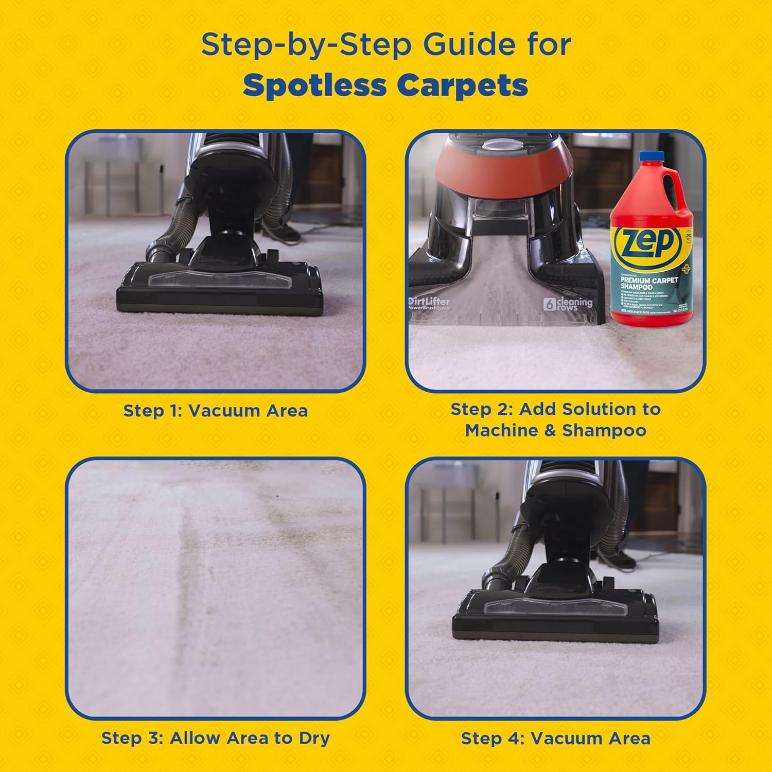 Zep Concentrated Premium Carpet Shampoo – Deep Clean Carpets & Remove Tough Stains – 1 Gallon E-Z Fill Sprayer 2-Pack – Bundle - Image 4