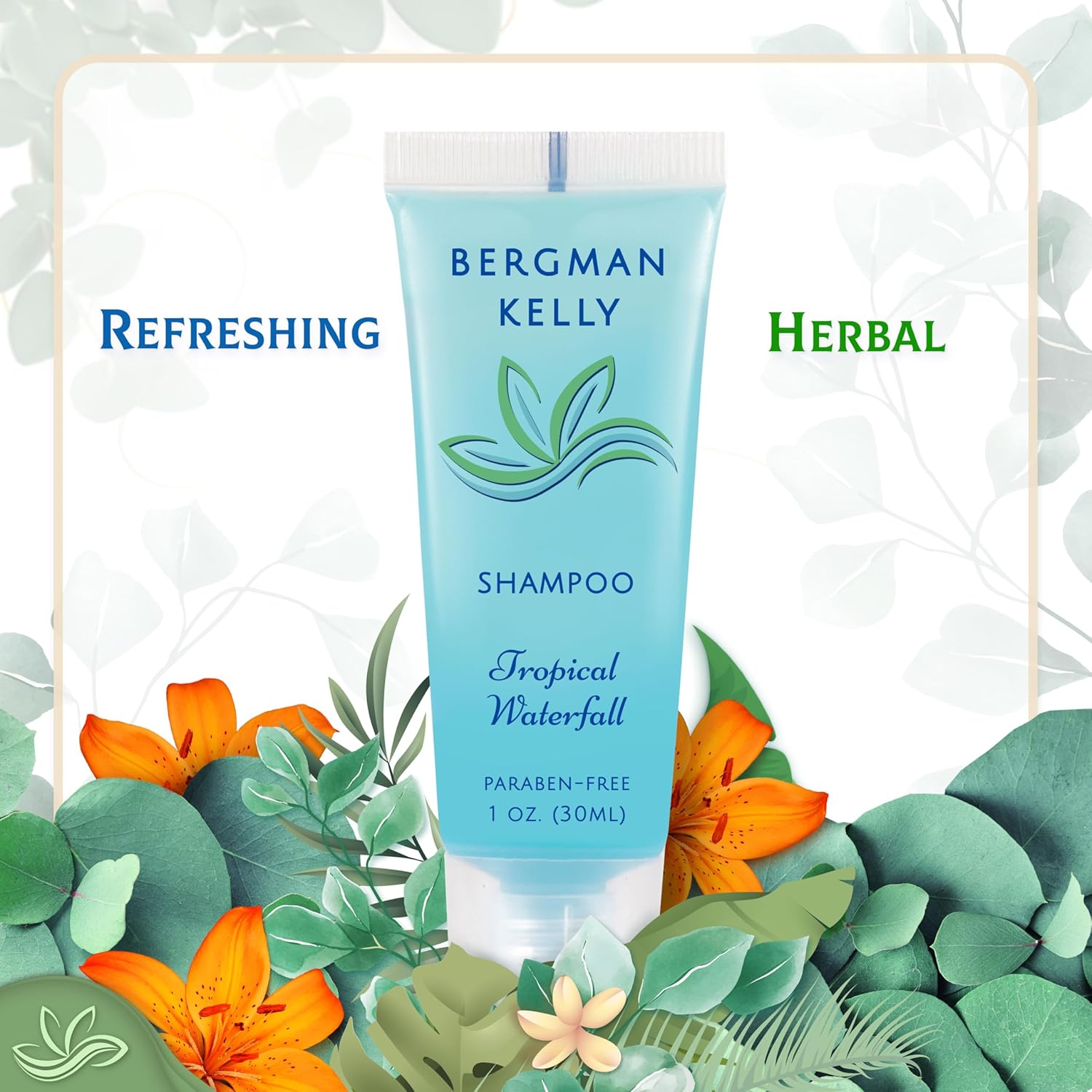Bergman Kelly - Hotel Toiletries Bundle - Tropical Waterfall, 1 oz each, 100 Pcs - 4-Piece Set: 25 Rectangular Bar Soap, 25 Shampoo, 25 Conditioner & 25 Body Lotion - Bulk Mini Guest Amenities Supply - Image 4