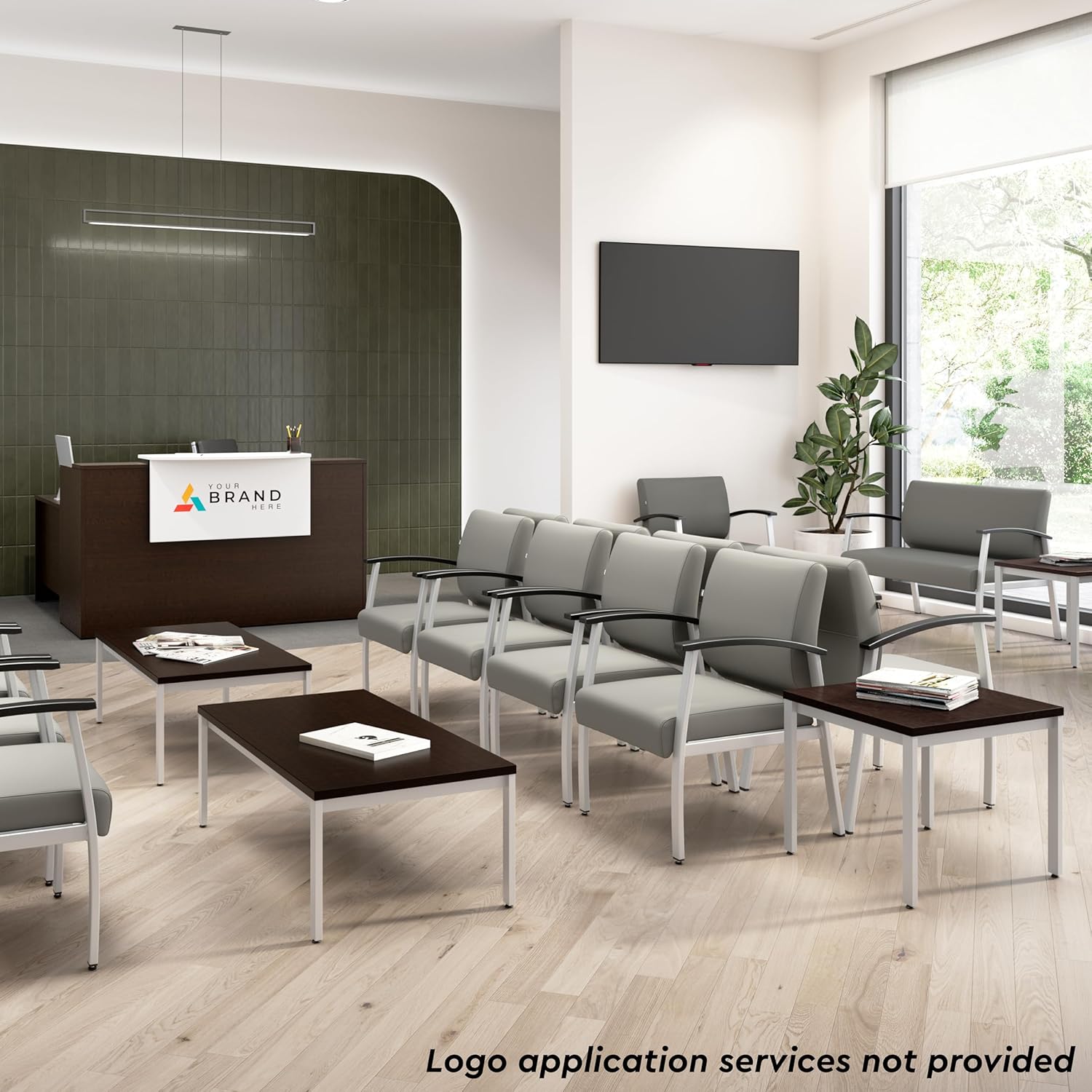 Bush Business Furniture Arrive Waiting Room Loveseat with Arms in Light Gray Vinyl, Reception Area Seating for Office and Lobby - Image 3