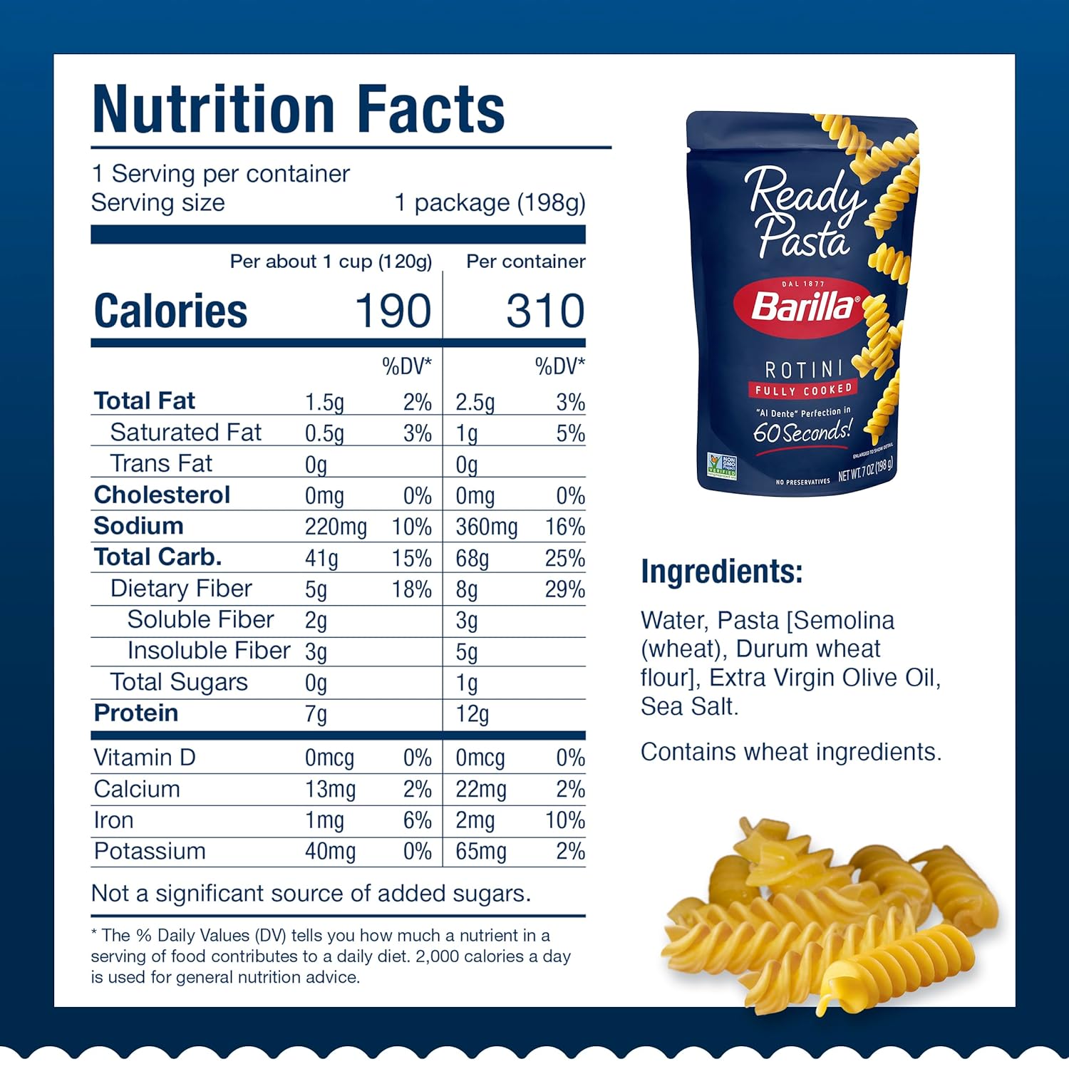 Barilla Ready Pasta, Fully Cooked Rotini Pasta, Non-GMO & Kosher, 7 oz (Pack of 7) - Image 2