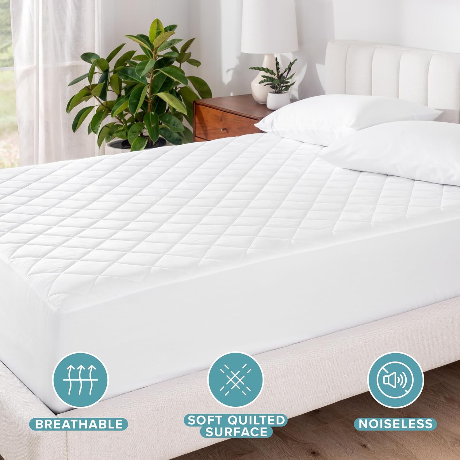 Bare Home Waterproof Quilted Mattress Protector (Queen) - Cooling Mattress Pad - Protects Against Spills - Easily Washable - Elastic Fitted Mattress Cover - Stretch-to-Fit up to 15 Inches Deep (Queen) - Image 3