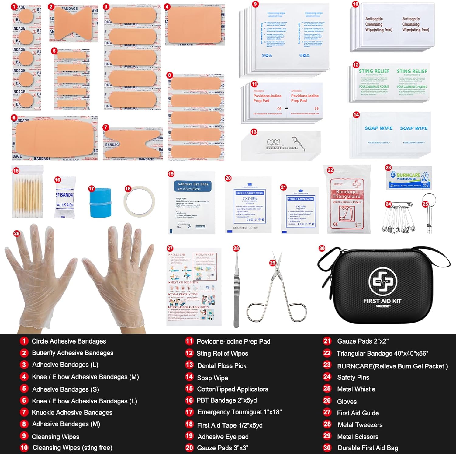Mini First Aid Kit - 150 Piece Small Waterproof Hard Shell Medical Kit for Home, Car, Travel, Camping, Truck, Hiking, Sports, Office, Vehicle & Outdoor Emergencies (Black) - Image 3