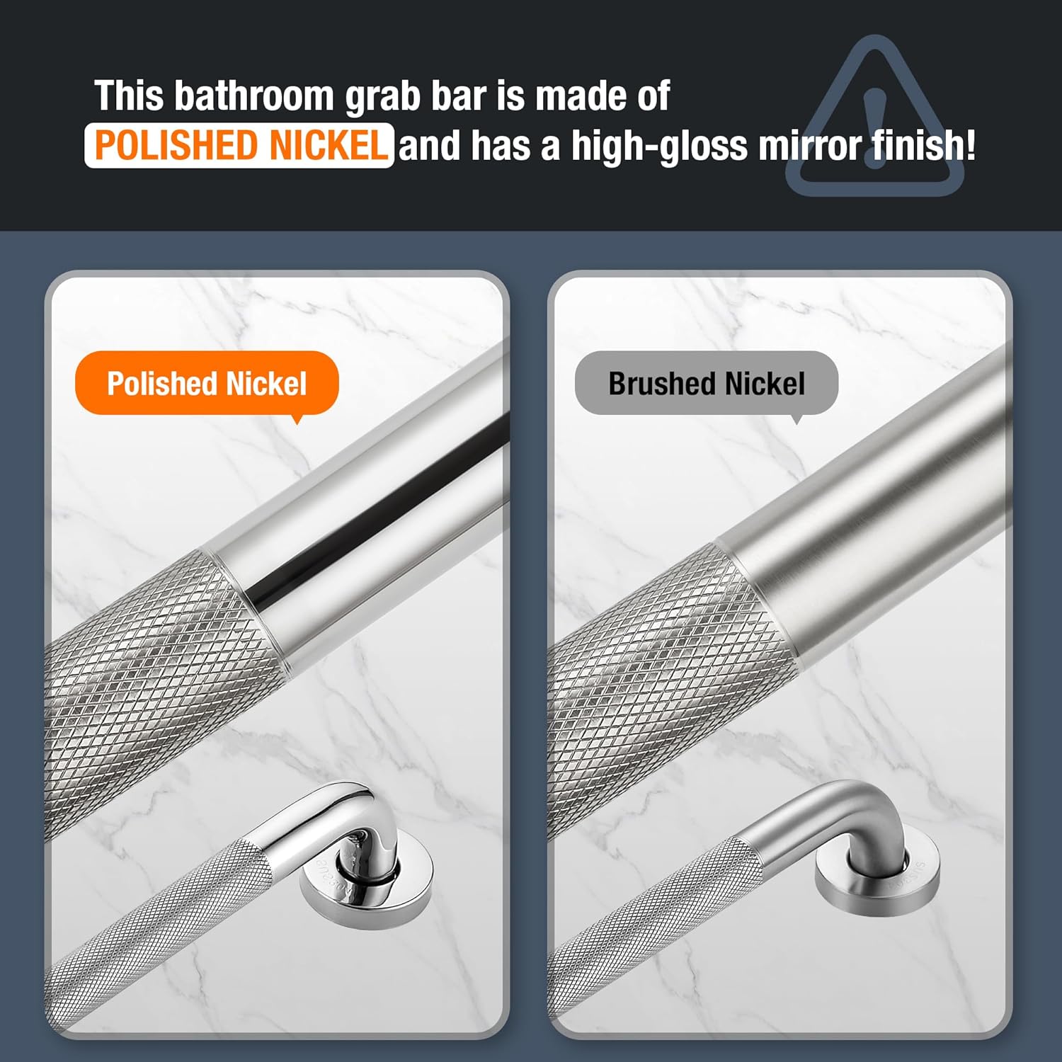 Grab Bars for Shower, 2 Pack 16-Inch Anti Slip Shower Handles for Elderly, Safety Shower Grab Bar, Stainless Steel Handicap Grab Bars for Bathroom (Polished Nickel 1" Diameter) - Image 3