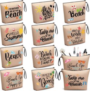 10 Pcs Beach Themed Cosmetic Bags B...