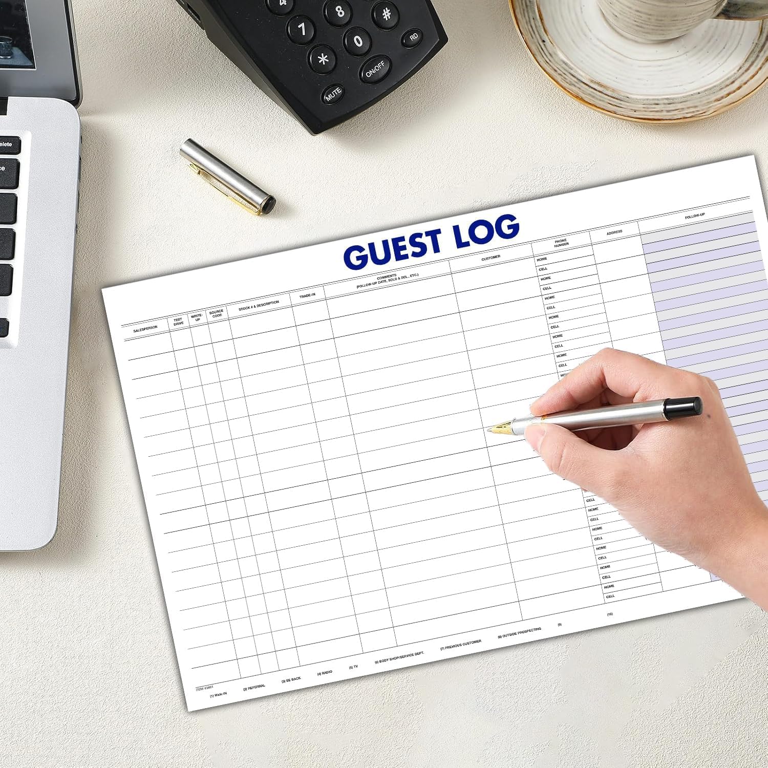 Guest Log Book for Automotive Dealerships – Customer Sign-in Tracking Log – 17" × 11" Visitor Registration Book – 100-Sheet Pad for Auto Service Centers, Repair Shops, Lead Management - 1 Pad - Image 2