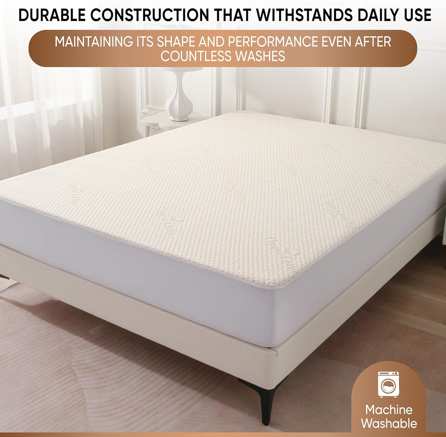 Luxury Waterproof Organic Mattress Protector King Size - Organic Cotton Breathable Mattress Pad Cover - Premium 380GSM 3D Air Fabric - Deep Pocket - Jersey Cotton Skirt - Fitted Design - Image 5