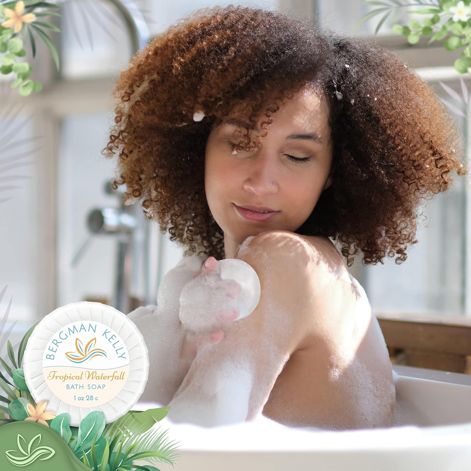 BERGMAN KELLY - Hotel Toiletries Bundle - Tropical Waterfall, 1 oz each, 125 Pieces - 5-Piece Set: 25 each Round Bar Soap, Shampoo, Conditioner, Body Lotion & Body Wash - Bulk Mini Guest Amenities - Image 6