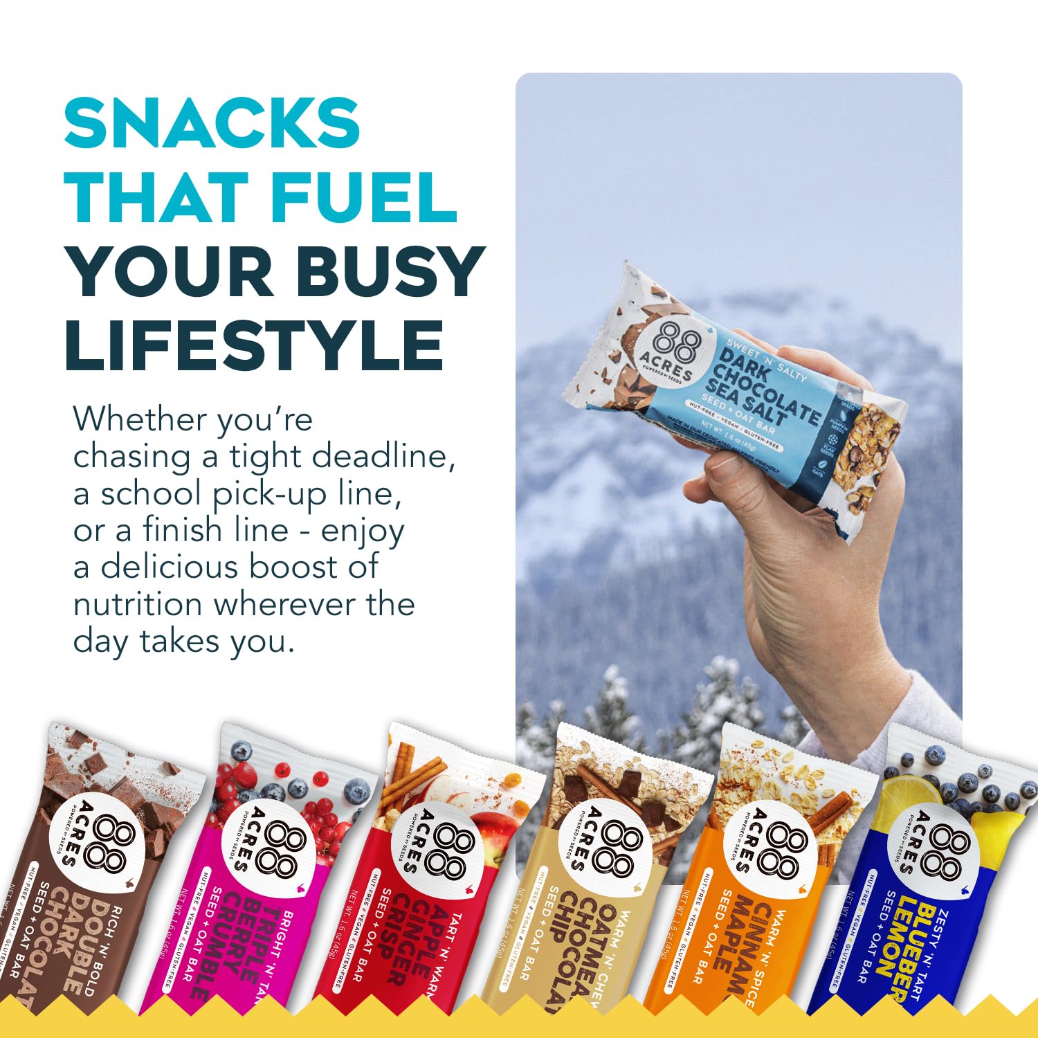 88 Acres Granola Bars Variety Pack, 12 Count, School Safe, Allergen Free Seed & Oat Snack Bar, Gluten & Nut Free, Vegan, Non-GMO & Kosher, Individually Wrapped - Image 5
