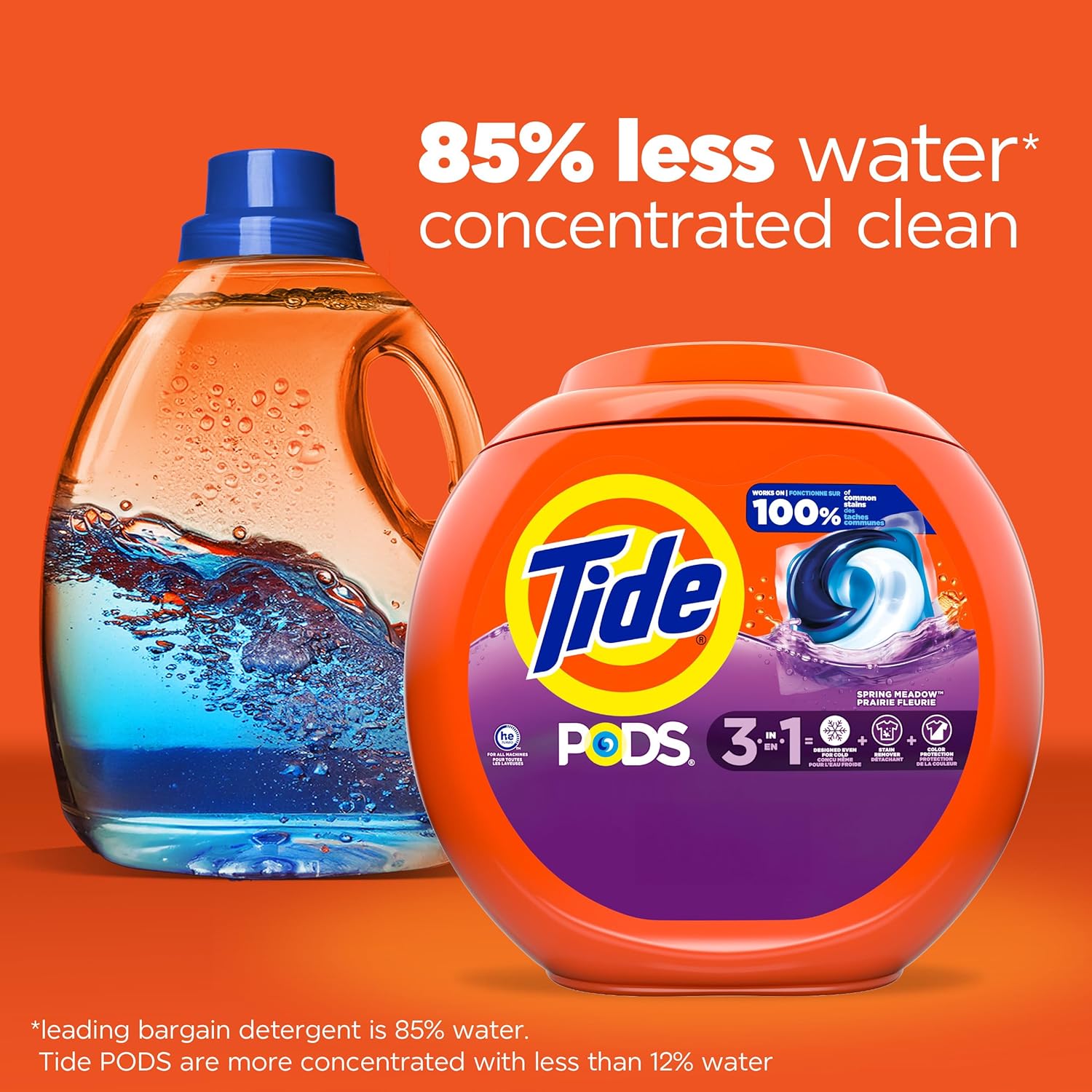 Tide PODS laundry detergent pacs, 3-in-1 Stain Remover, Odor Fighter, Color Protector, 112 Count, HE compatible, Spring Meadow Scent - Image 8