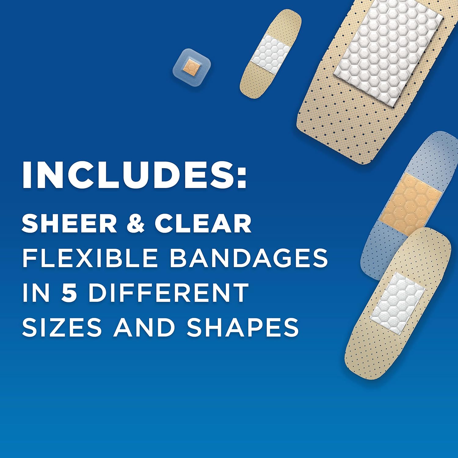 BAND-AID Brand Adhesive Bandages Family Variety Pack, Sheer & Clear Flexible Sterile Individually Wrapped Strips & Spots, First Aid Wound Care for Minor Cuts, Scrapes, Burns, 5 Sizes, 280 ct - Image 5