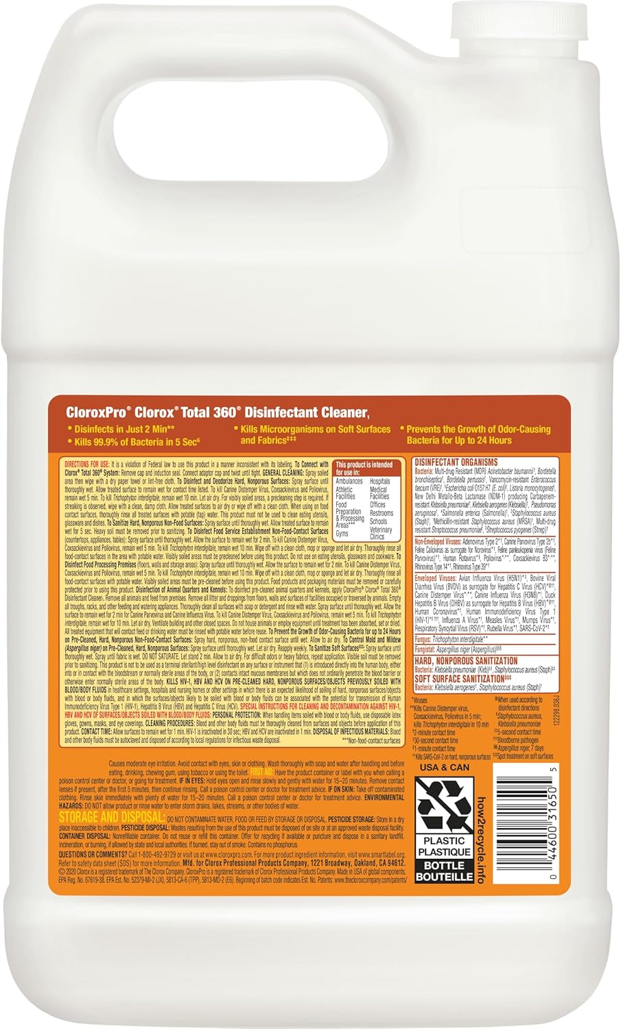 CloroxPro Total 360 Disinfectant Cleaner, Industrial Cleaning and Disinfecting Spray, 128 Ounces Each (4 Pack) - 31650 - Image 4