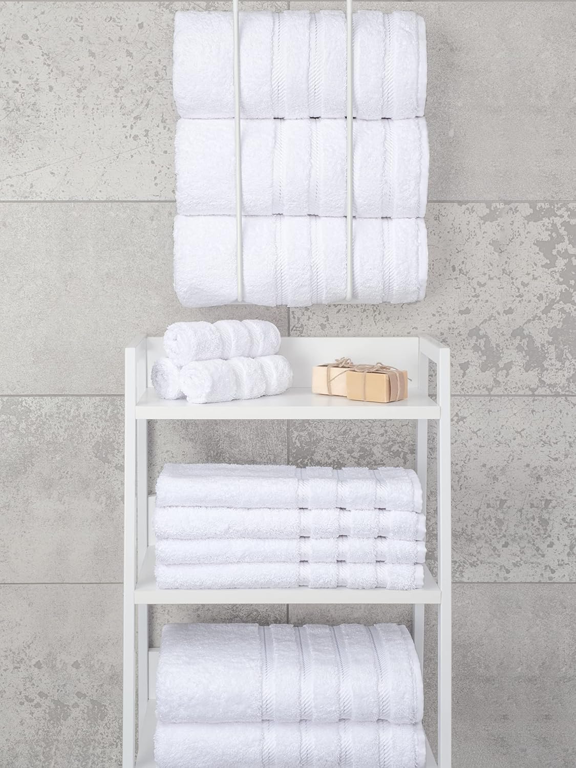 American Soft Linen Luxury 4 Piece Bath Towel Set, 600 GSM 100% Cotton Turkish Bath Towels for Bathroom, 27x54 in Extra Large Bathroom Shower Towels, White - Image 7