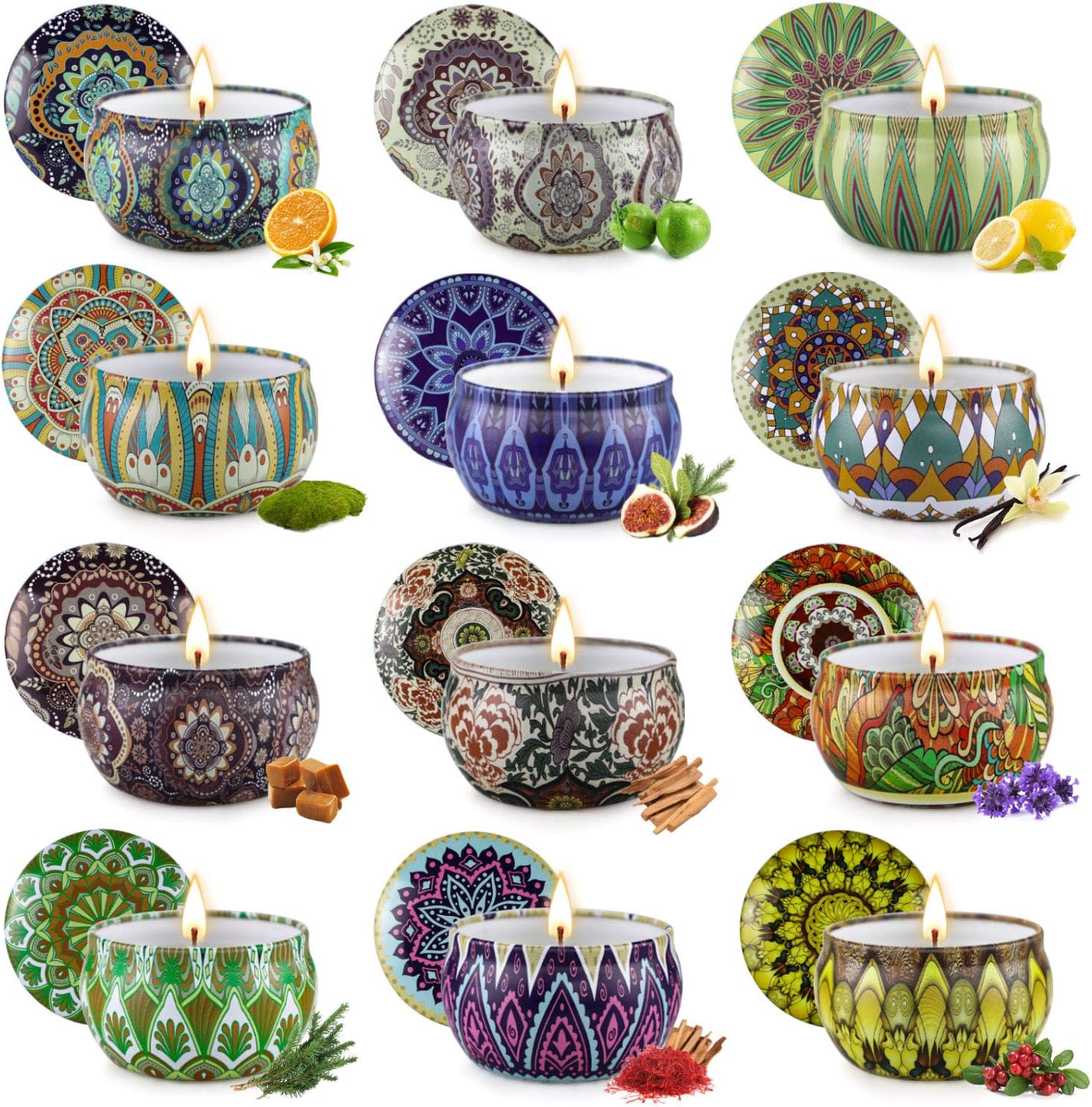 Scented Candles Gift Set,12 Pack Candles for Home Scented, 300 Hour Long-Lasting Soy Wax Aromatherapy Candle Set, Spring Home Refresh & Housewarming Gifts for Women