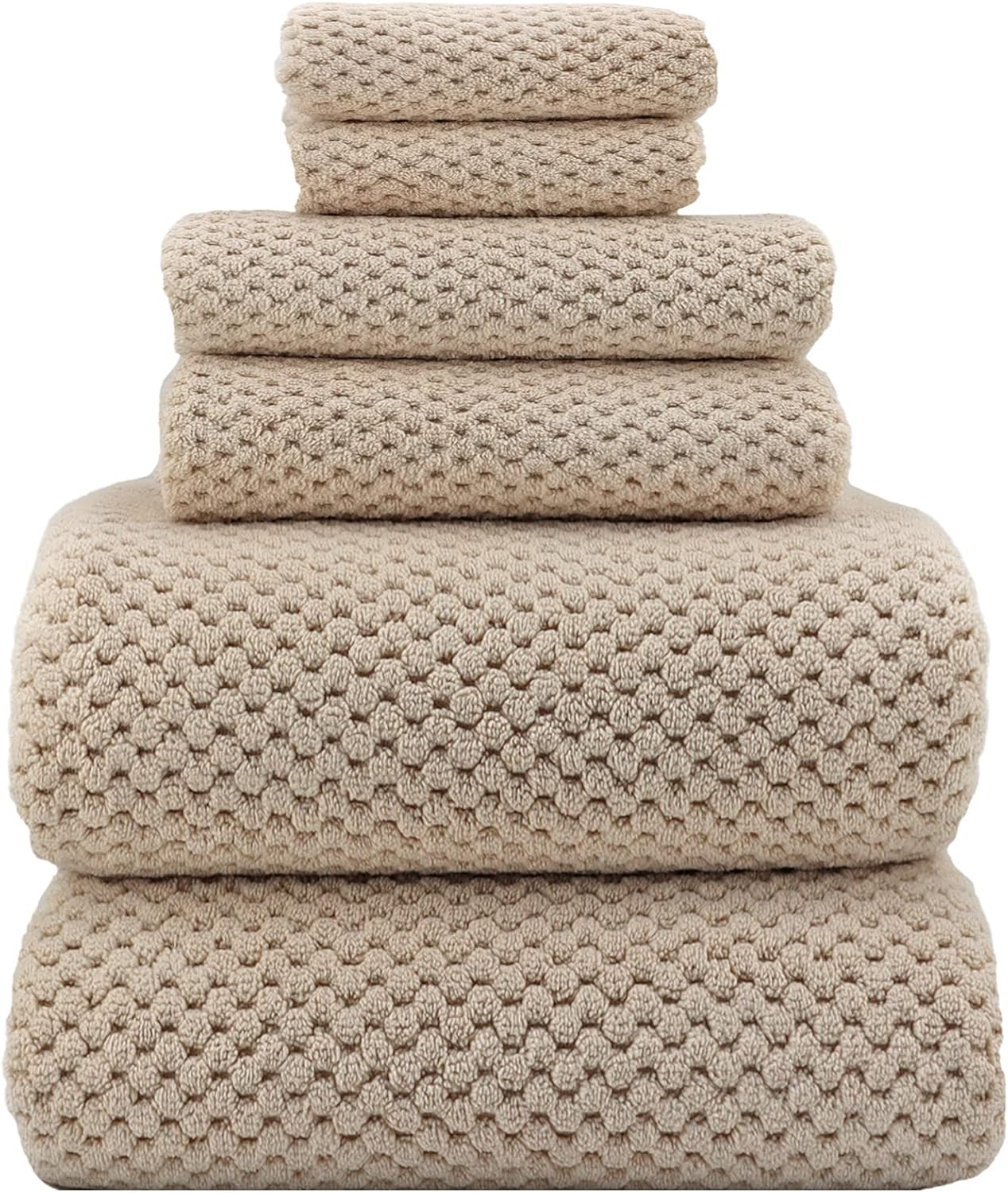 YTYC Towels, 39x78 Inch Oversized Bath Sheets for Adults Luxury Extra Large Bath Towels Sets of 6 Super Soft Shower Towels for Bathroom Microfiber 80% Polyester (Beige,6 Piece)