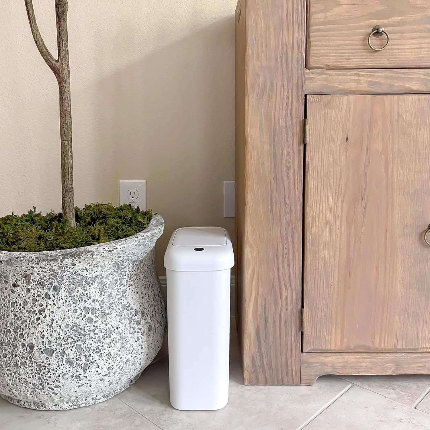 EKO Automatic Bathroom Trash Can with Lid, 2.6 Gallon Slim Touchless Garbage Can, Waterproof Motion Sensor Trash Bin for Bathroom, Office, Kitchen, White - Image 10